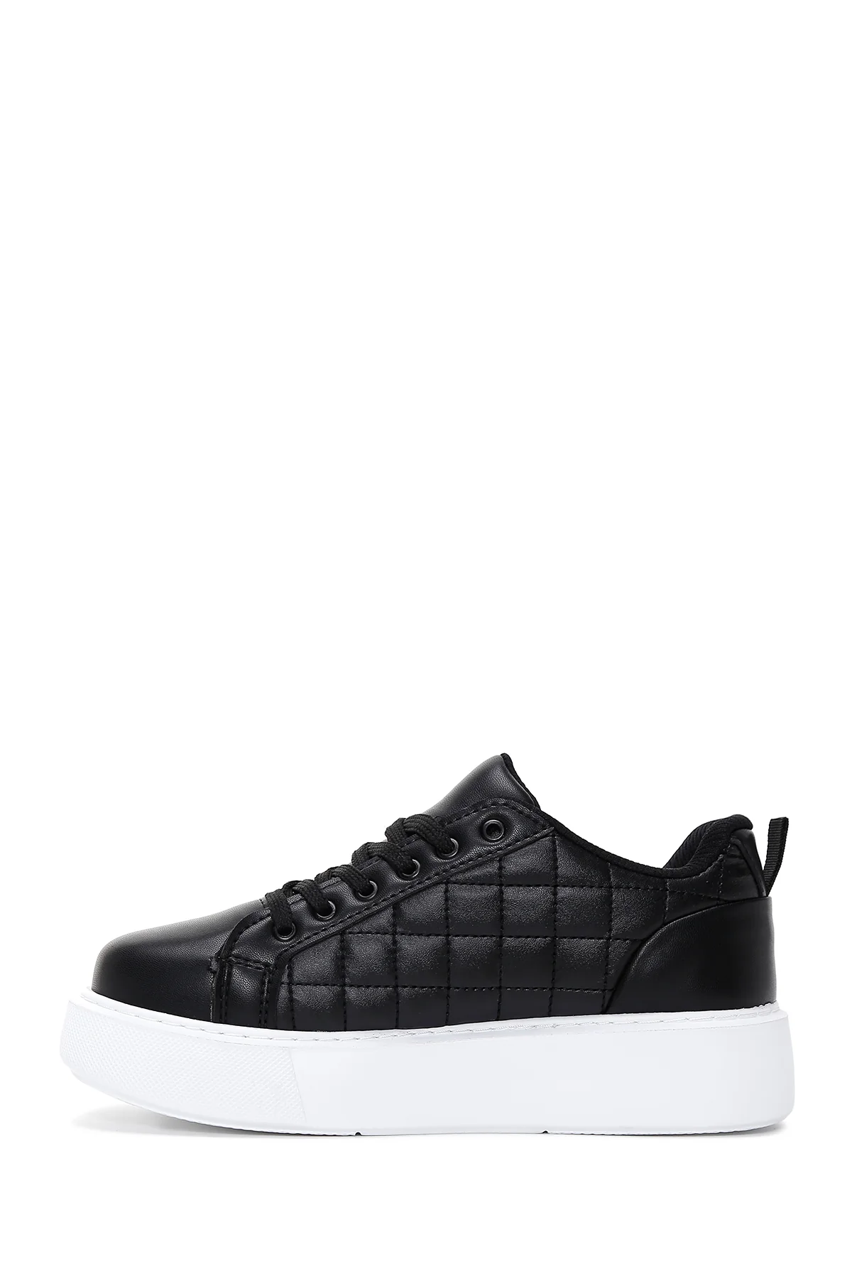 Kadın Siyah Kalın Tabanlı Kapitone Sneaker - Image 2