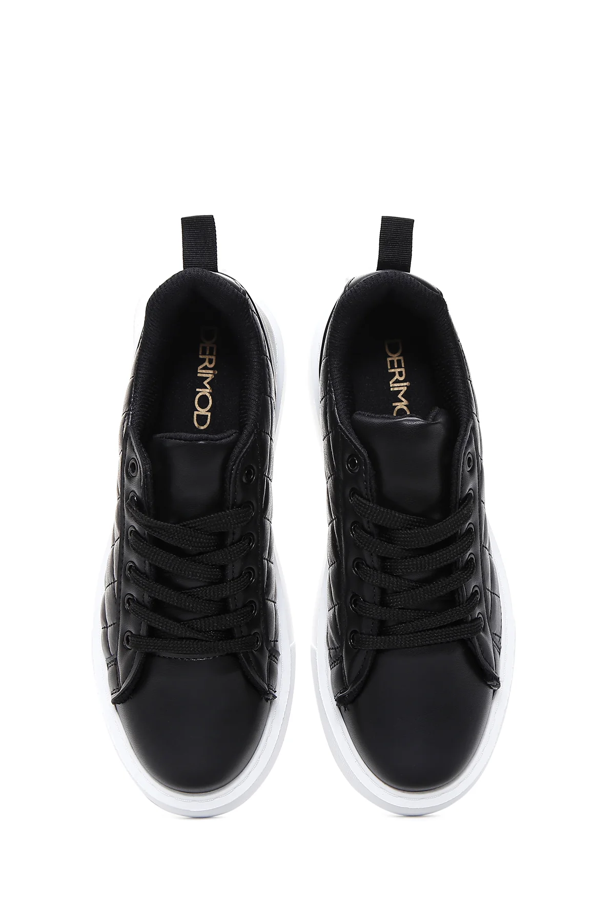 Kadın Siyah Kalın Tabanlı Kapitone Sneaker - Image 6