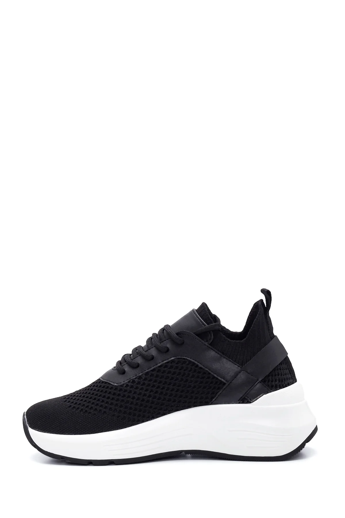 Kadın Siyah Kalın Tabanlı Kumaş Sneaker - Image 2