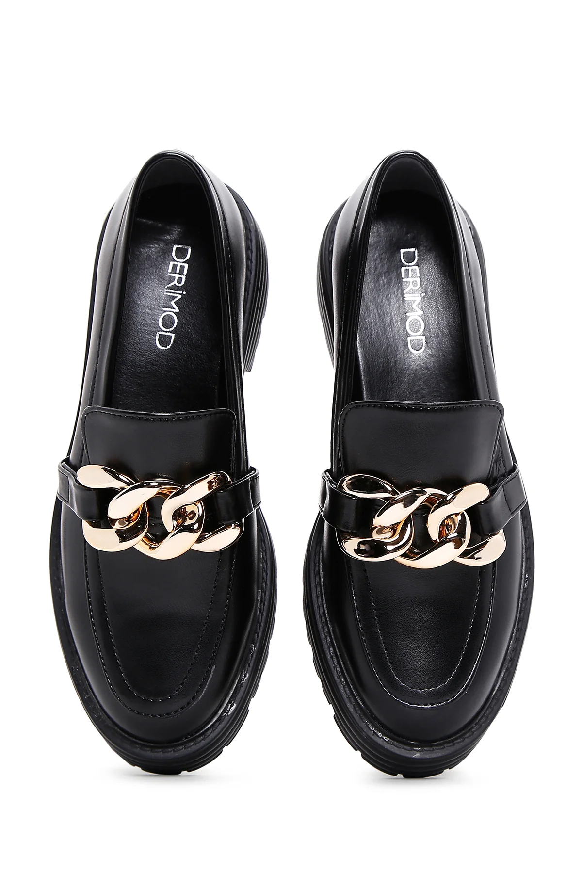 Kadın Siyah Kalın Tabanlı Maskülen Loafer - Image 6