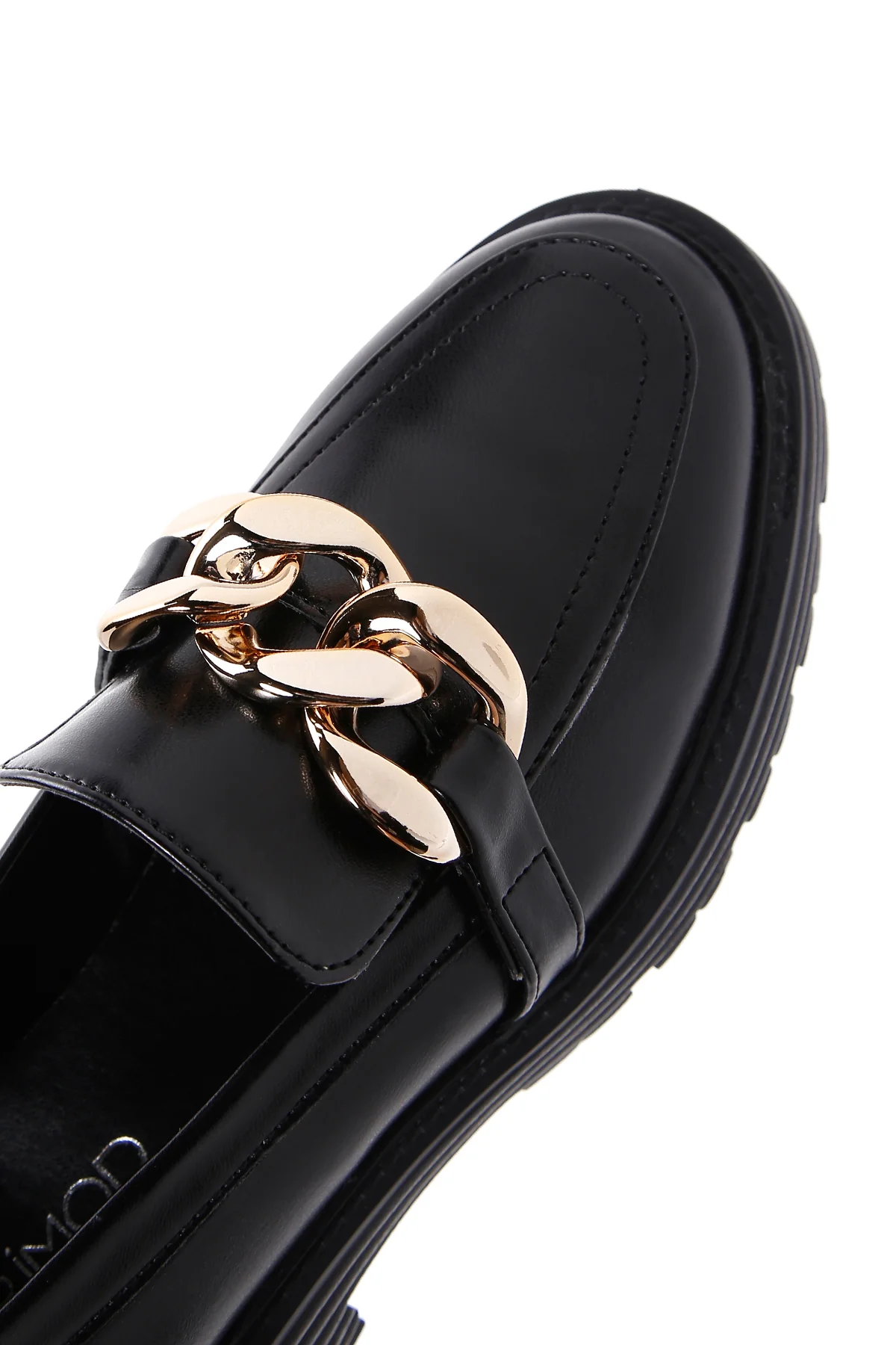 Kadın Siyah Kalın Tabanlı Maskülen Loafer - Image 9