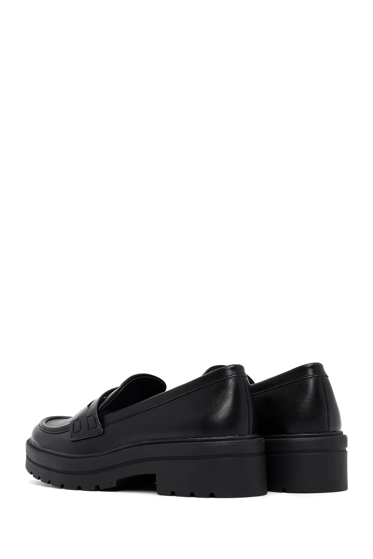 Kadın Siyah Kalın Tabanlı Maskülen Loafer - Image 5