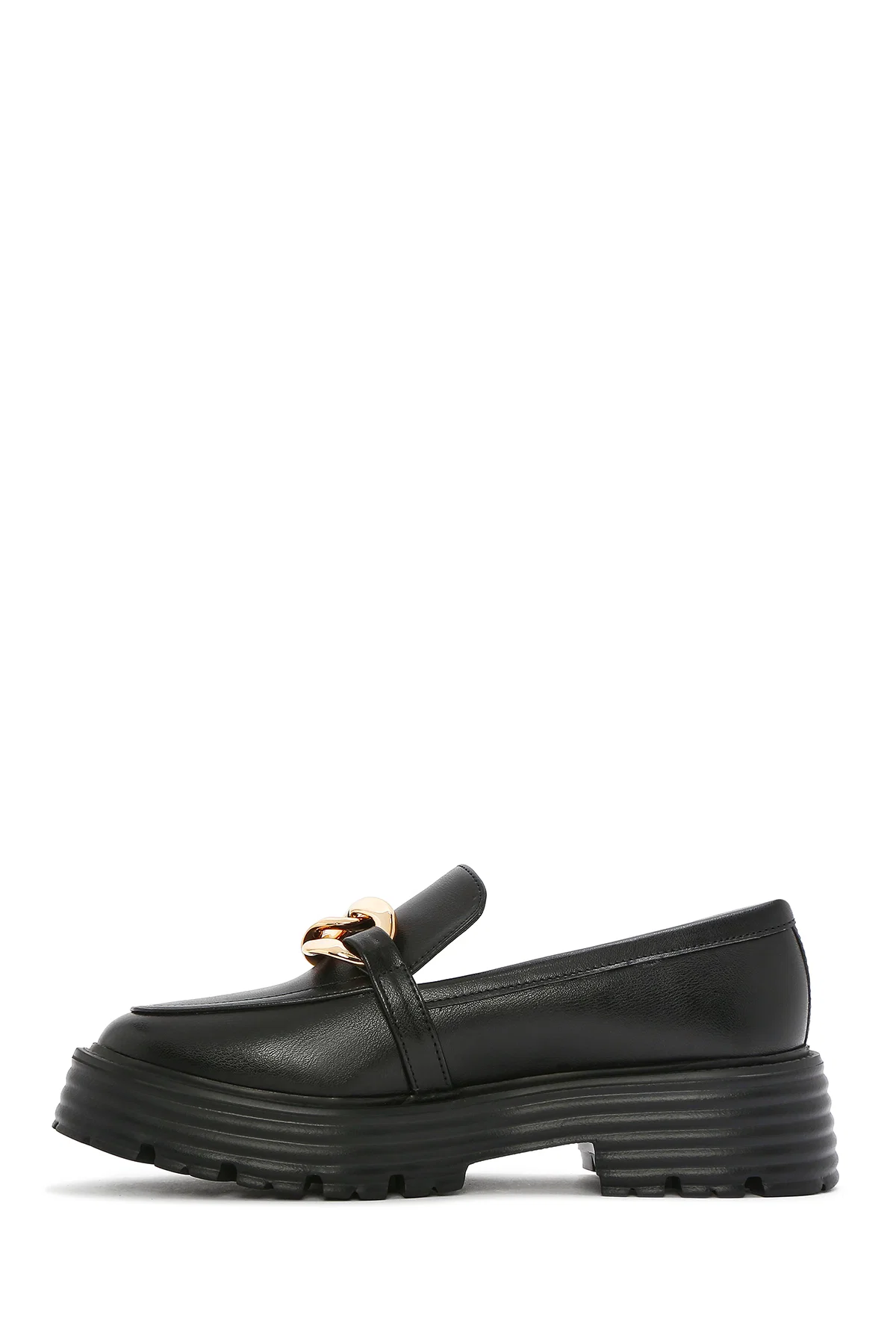 Kadın Siyah Kalın Tabanlı Maskülen Loafer - Image 2