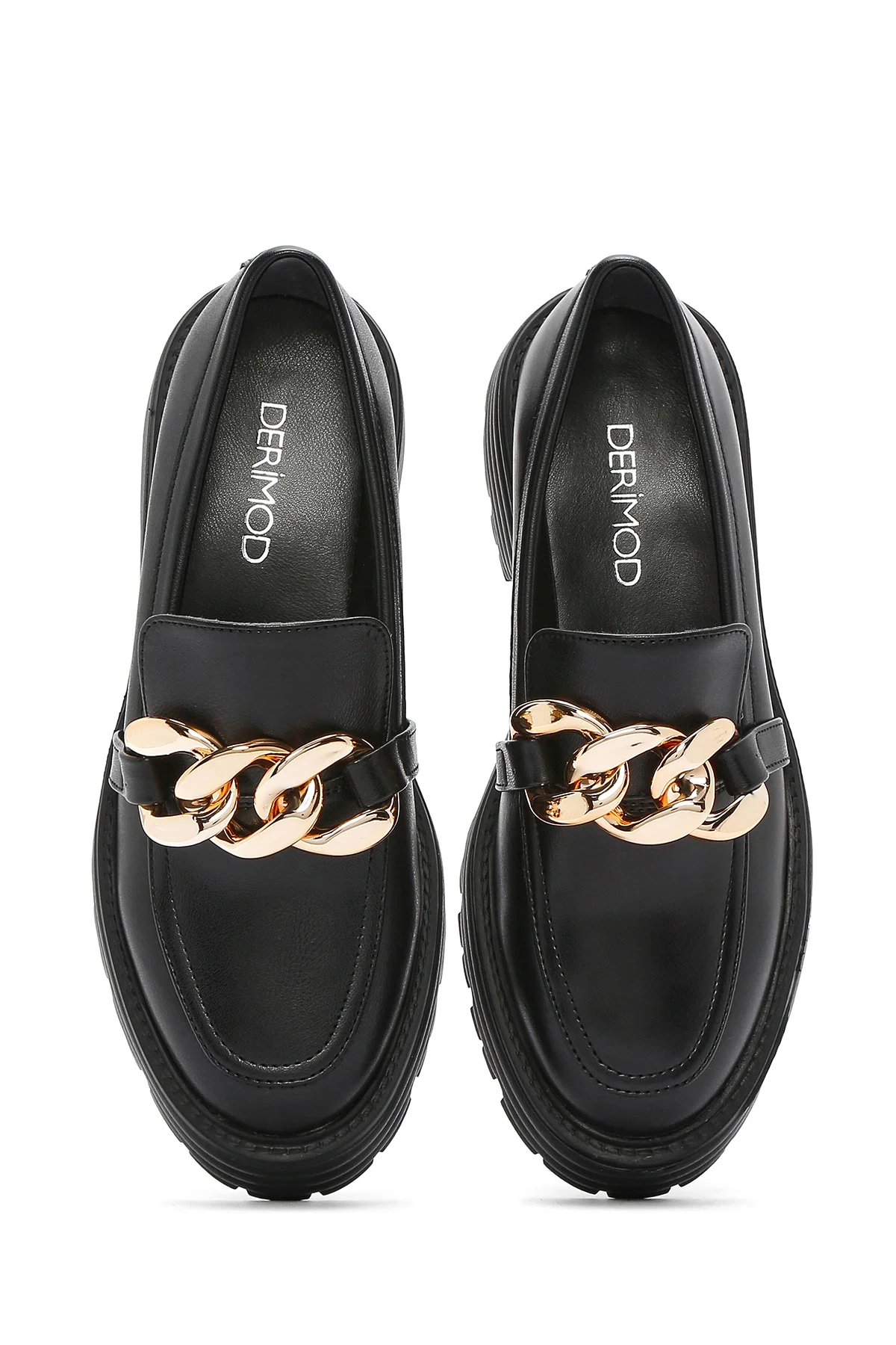 Kadın Siyah Kalın Tabanlı Maskülen Loafer - Image 7