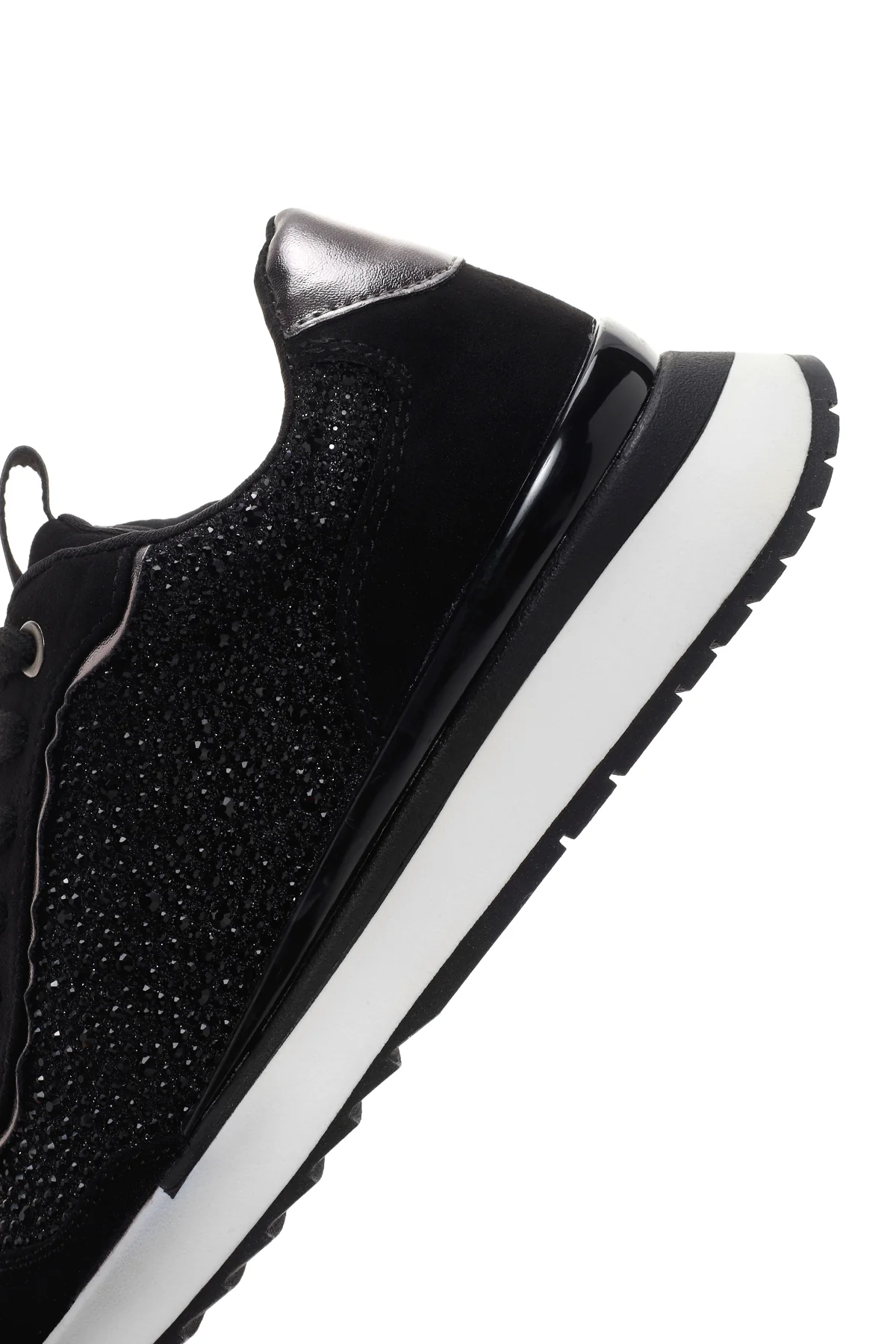 Kadın Siyah Kalın Tabanlı Taşlı Sneaker - Image 6