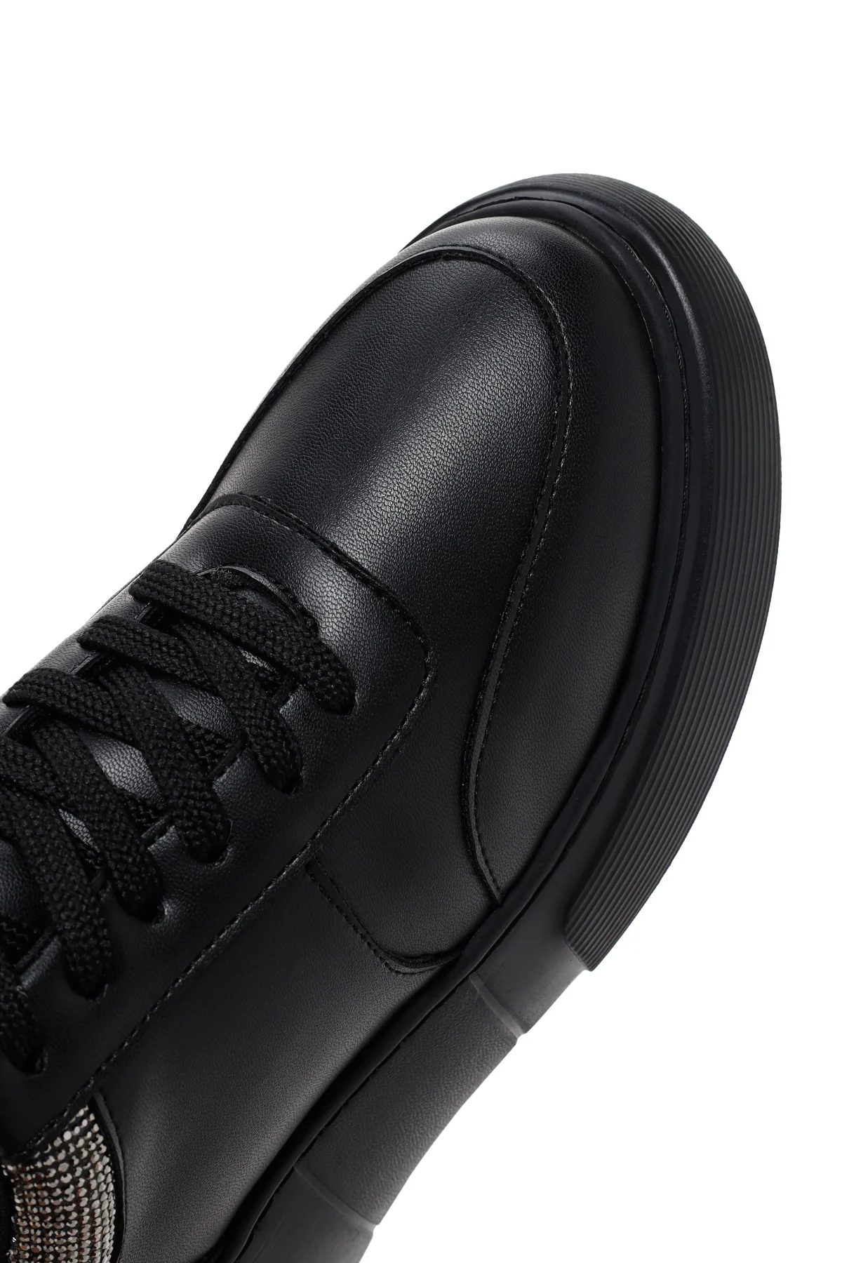Kadın Siyah Kalın Tabanlı Taşlı Sneaker - Image 9