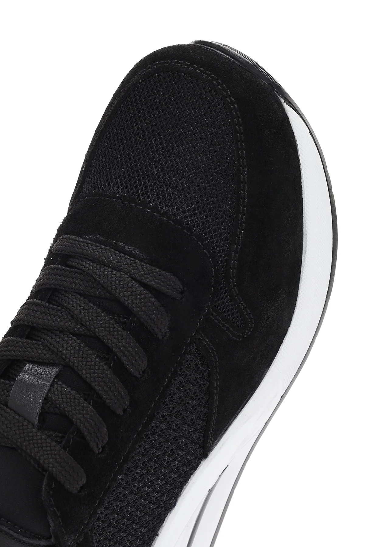 Kadın Siyah Kalın Topuklu Bağcıklı Deri Sneaker - Image 10