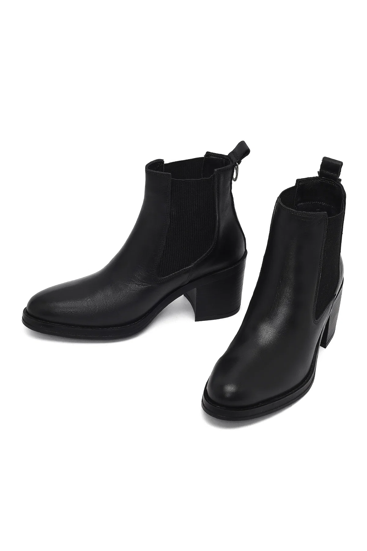 Kadın Siyah Kalın Topuklu Deri Kovboy Bot - Image 3