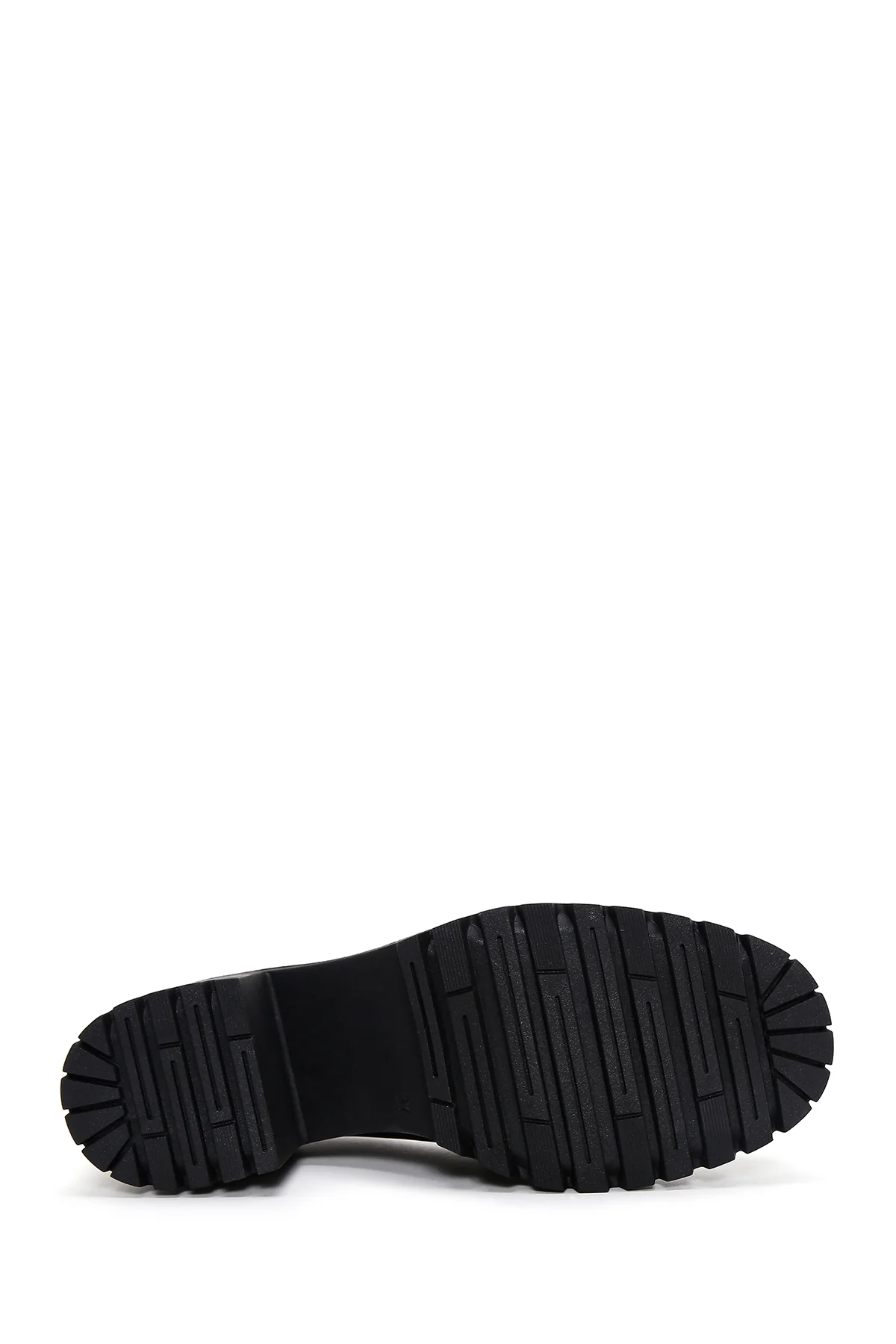 Kadın Siyah Kalın Topuklu Deri Maskülen Loafer - Image 4