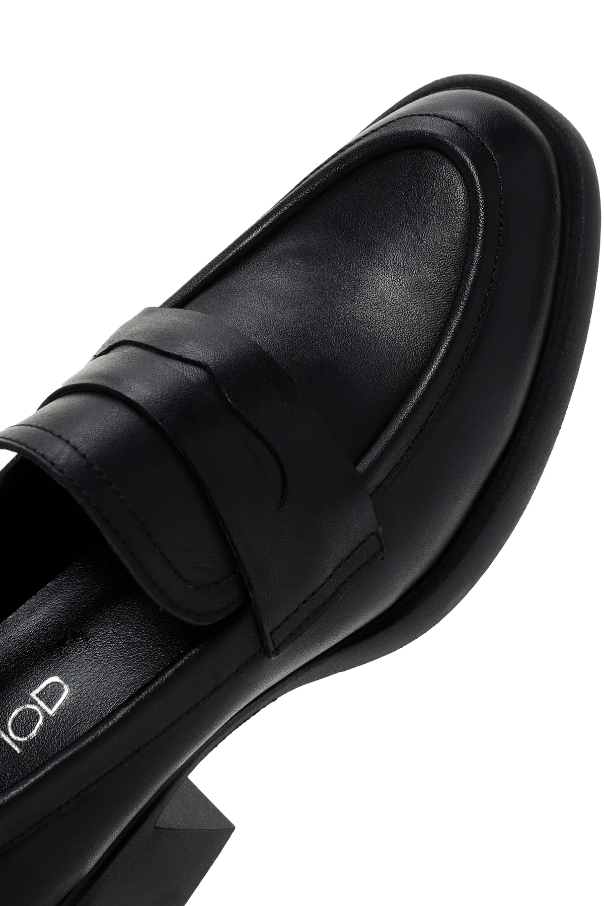 Kadın Siyah Kalın Topuklu Deri Maskülen Loafer - Image 11
