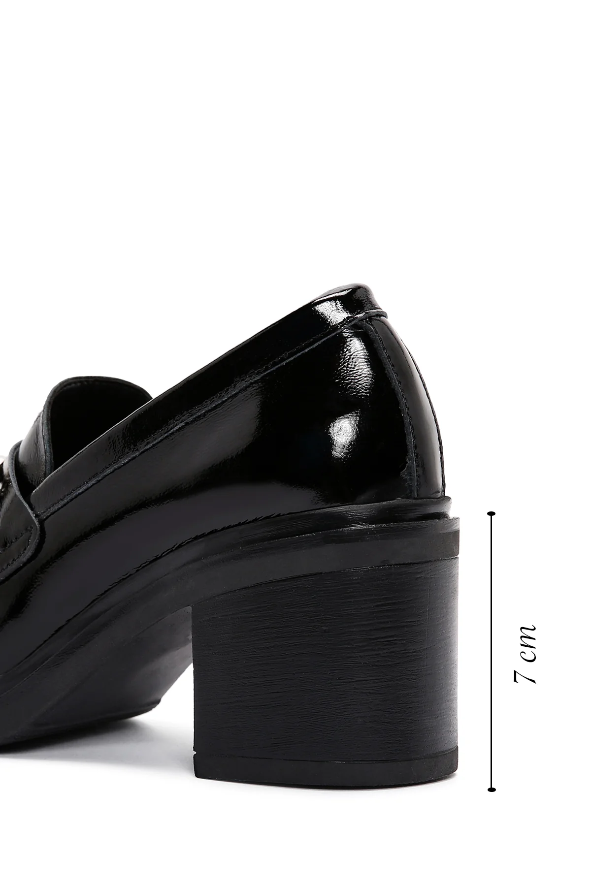 Kadın Siyah Kalın Topuklu Deri Maskülen Loafer - Image 2