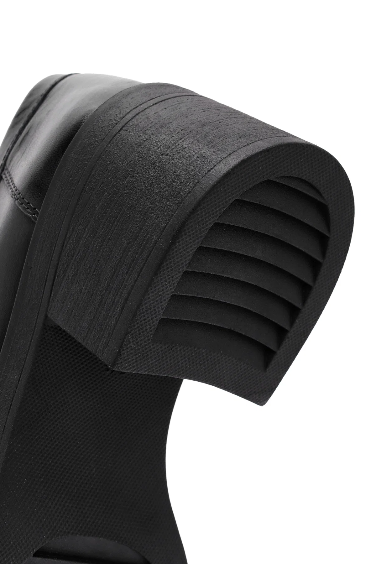 Kadın Siyah Kalın Topuklu Deri Maskülen Loafer - Image 9
