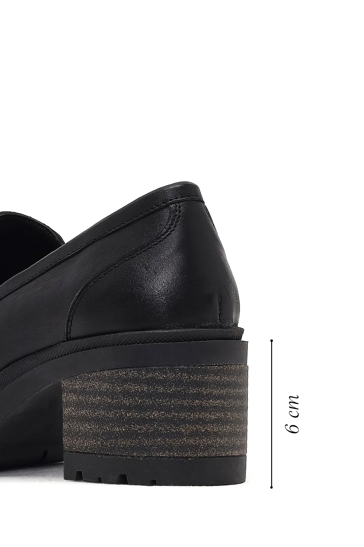 Kadın Siyah Kalın Topuklu Deri Maskülen Loafer - Image 2