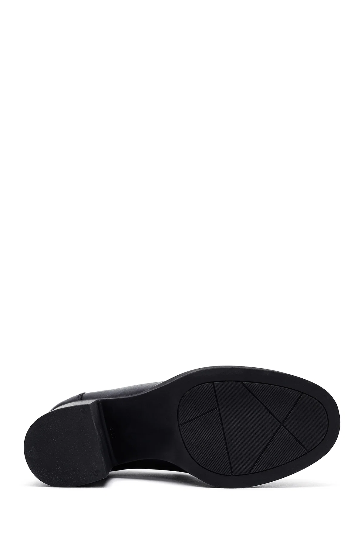 Kadın Siyah Kalın Topuklu Deri Maskülen Loafer - Image 5