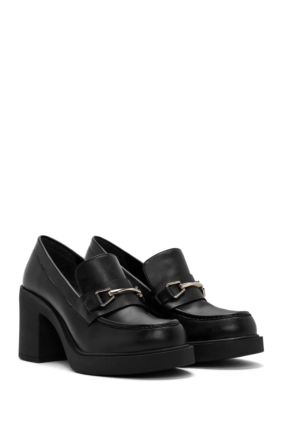 Kadın Siyah Kalın Topuklu Loafer - Image 3