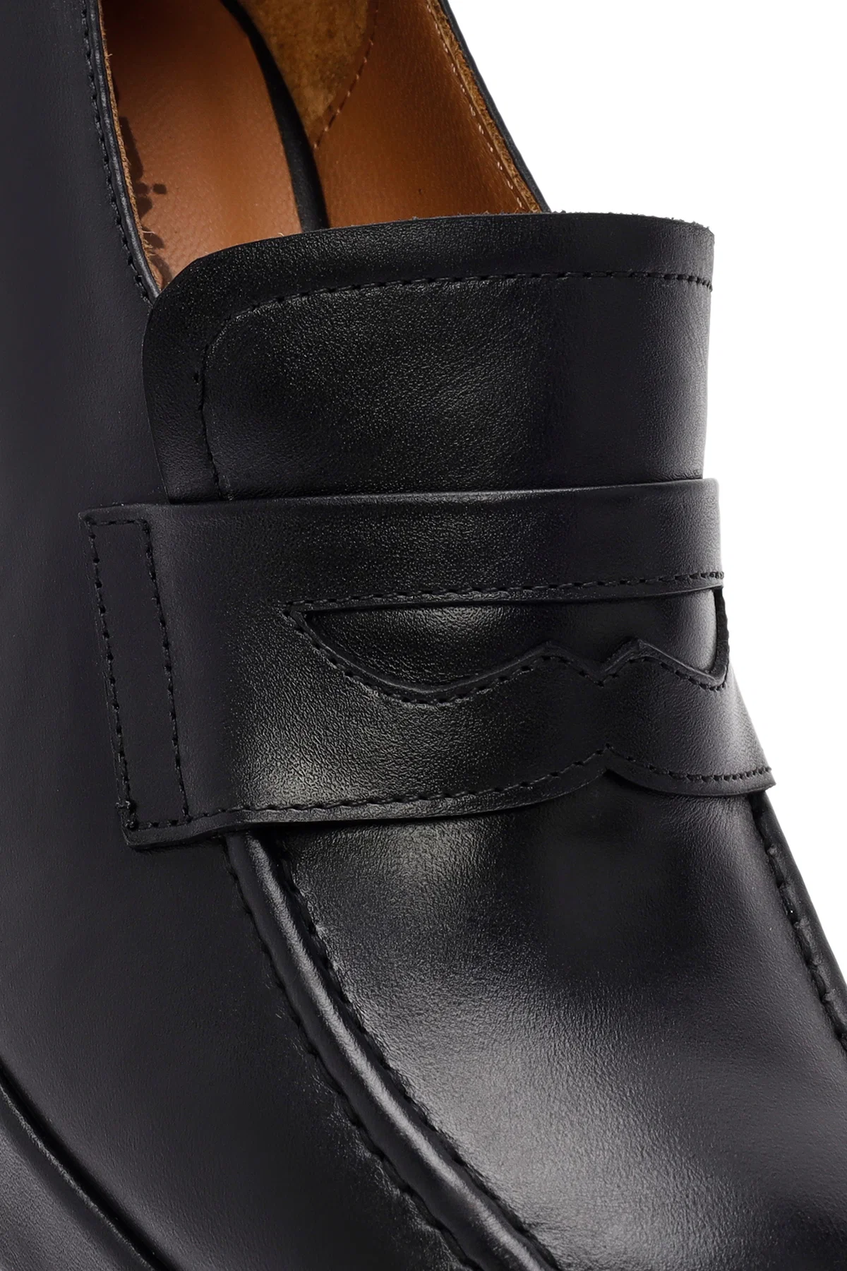 Kadın Siyah Kalın Yüksek Topuklu Deri Maskülen Loafer - Image 11