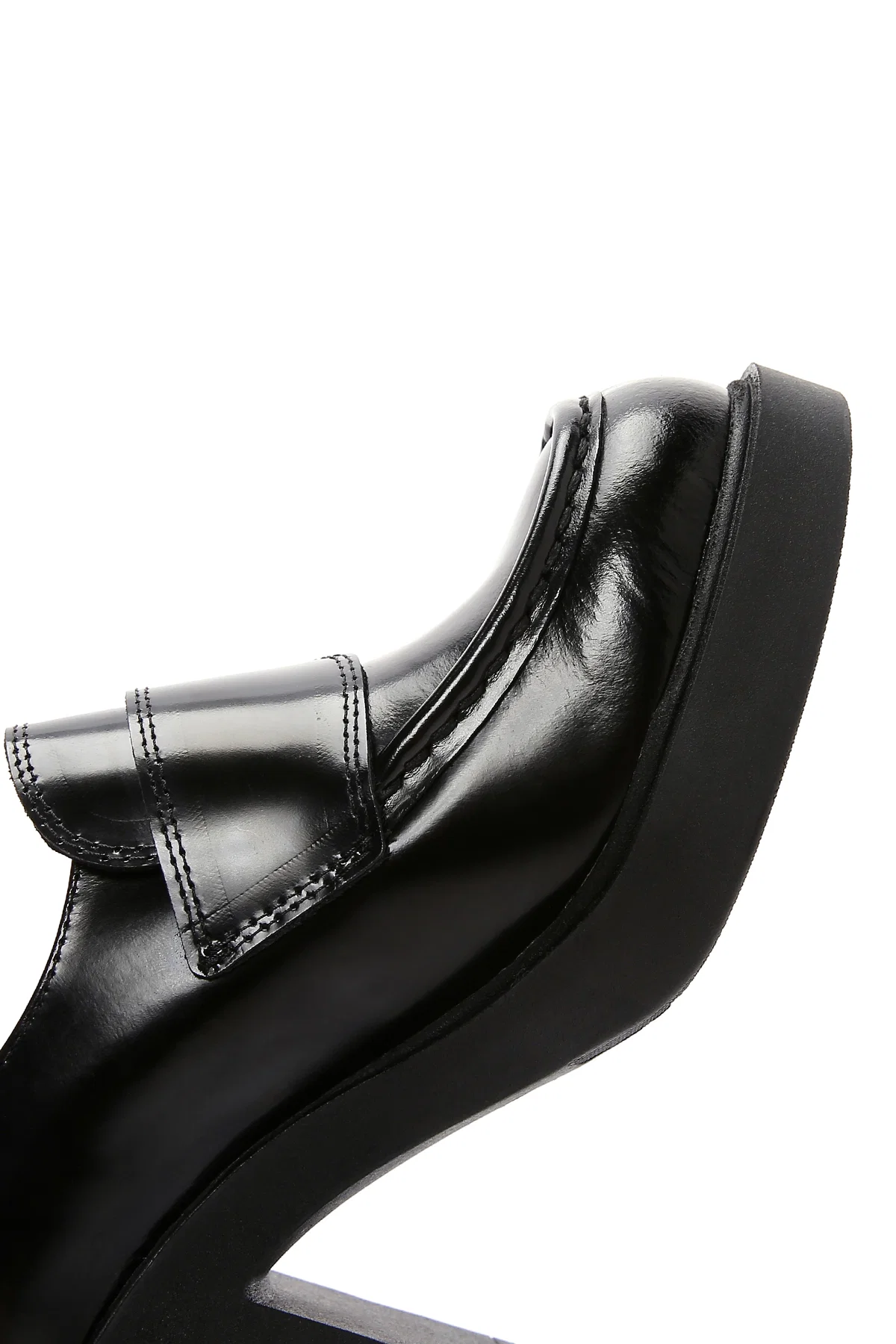 Kadın Siyah Kalın Yüksek Topuklu Deri Maskülen Loafer - Image 10