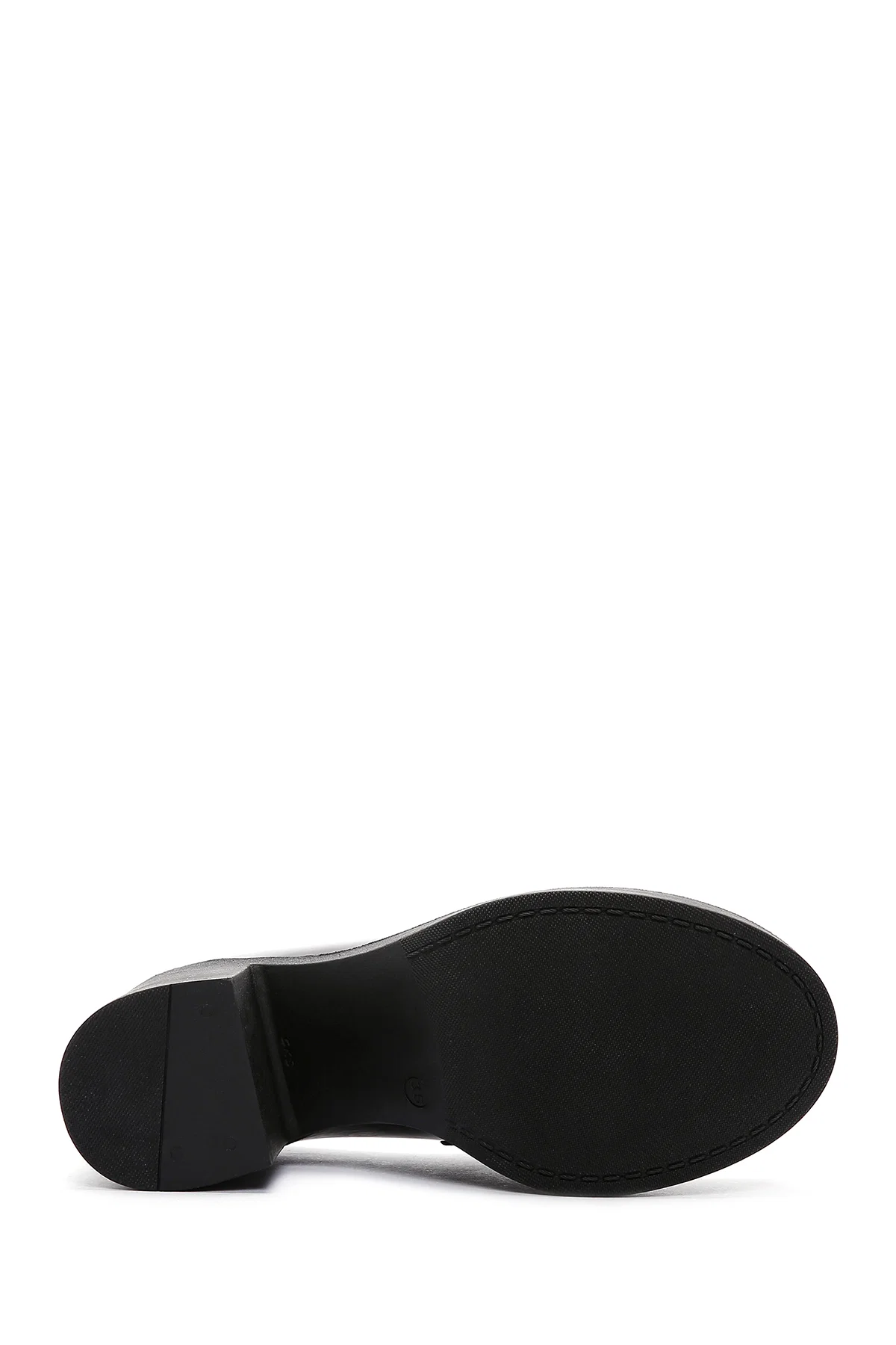 Kadın Siyah Kalın Yüksek Topuklu Deri Maskülen Loafer - Image 5