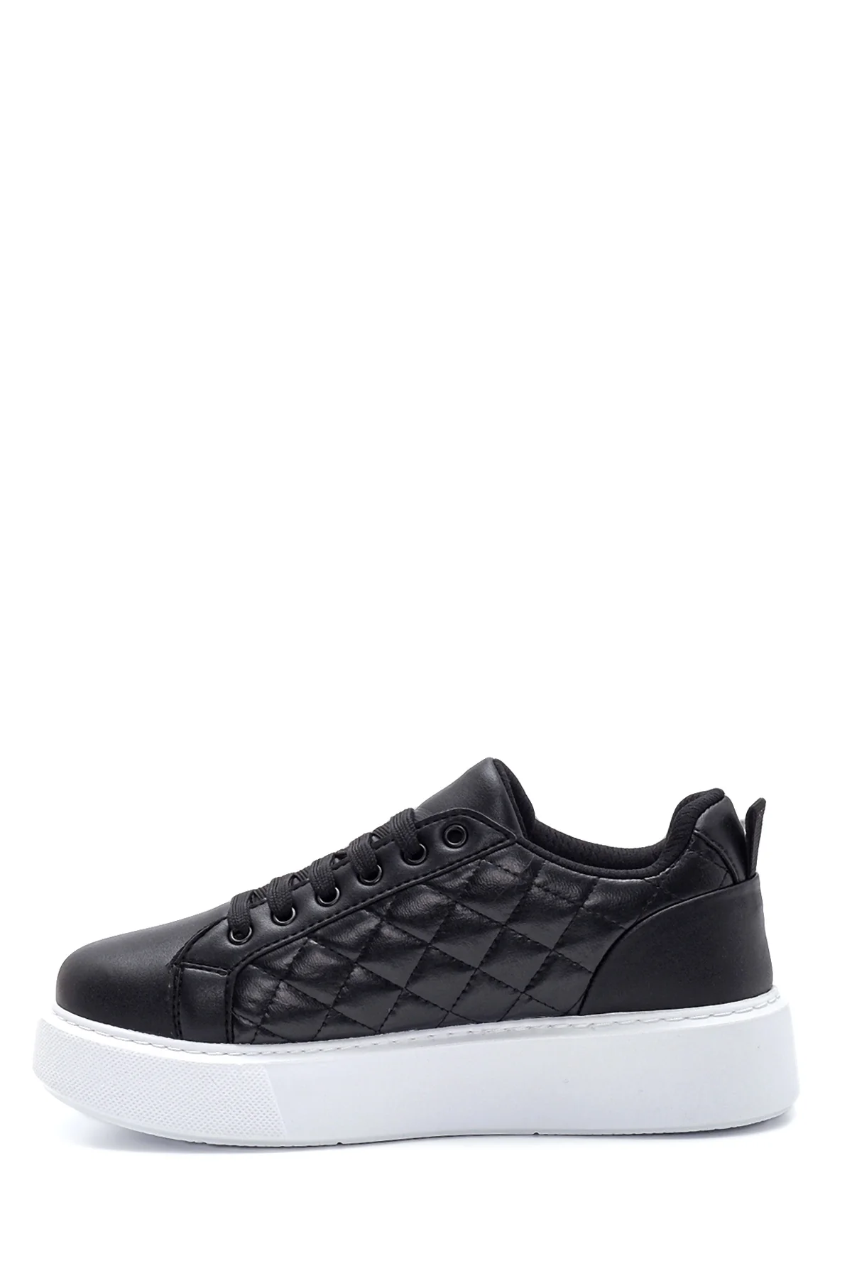 Kadın Siyah Kapitone Kalın Tabanlı Kapitone Sneaker - Image 2