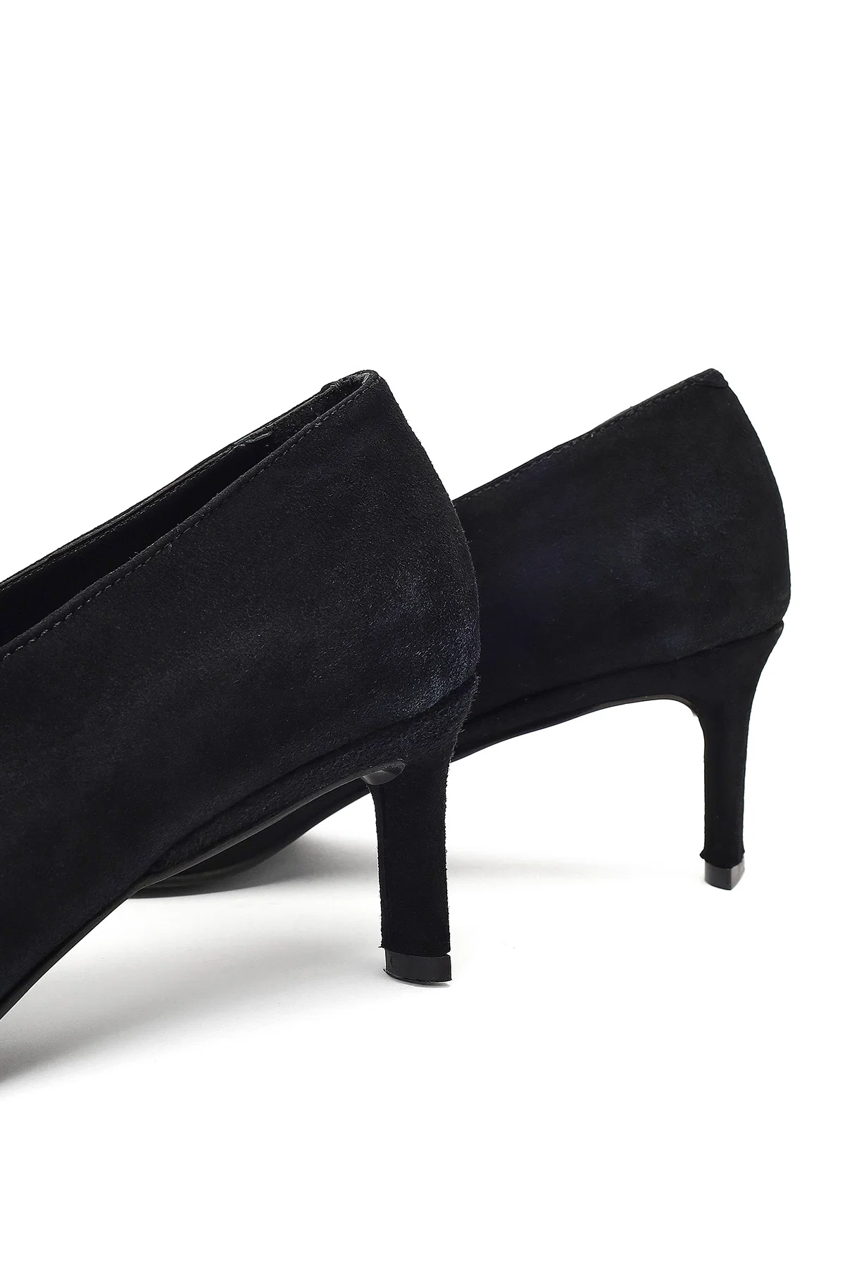 Kadın Siyah Kısa İnce Topuklu Süet Deri Stiletto - Image 10