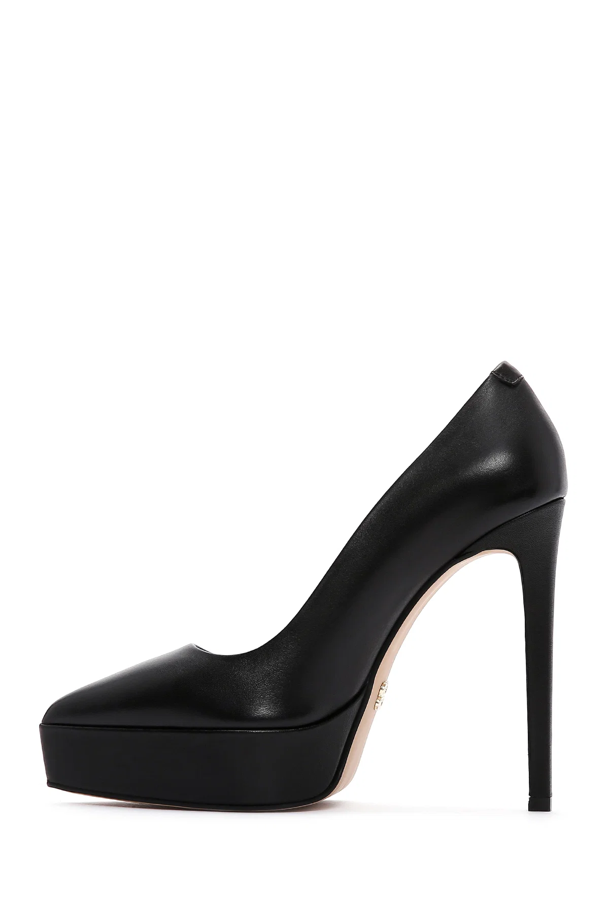 Kadın Siyah Platform Topuklu Deri Stiletto - Image 4