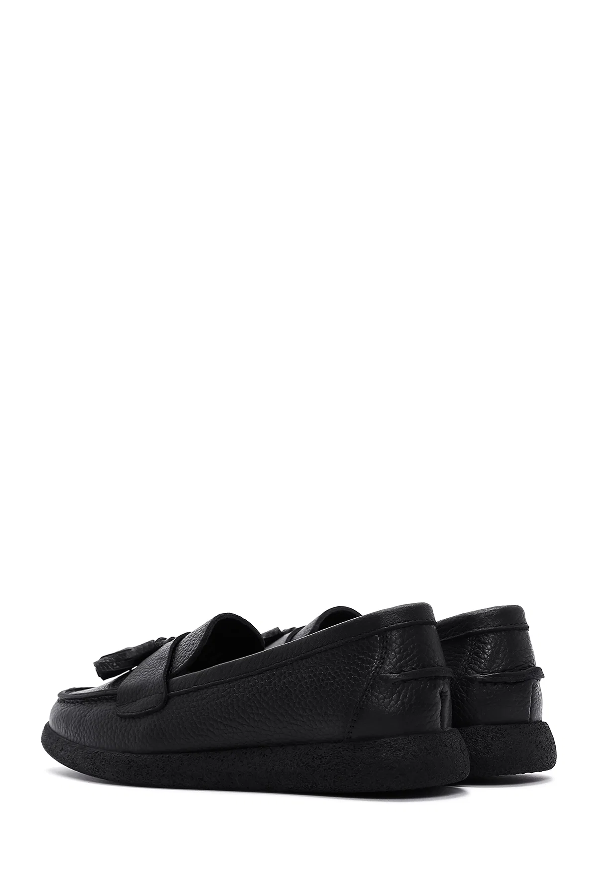 Kadın Siyah Püsküllü Deri Comfort Loafer - Image 5
