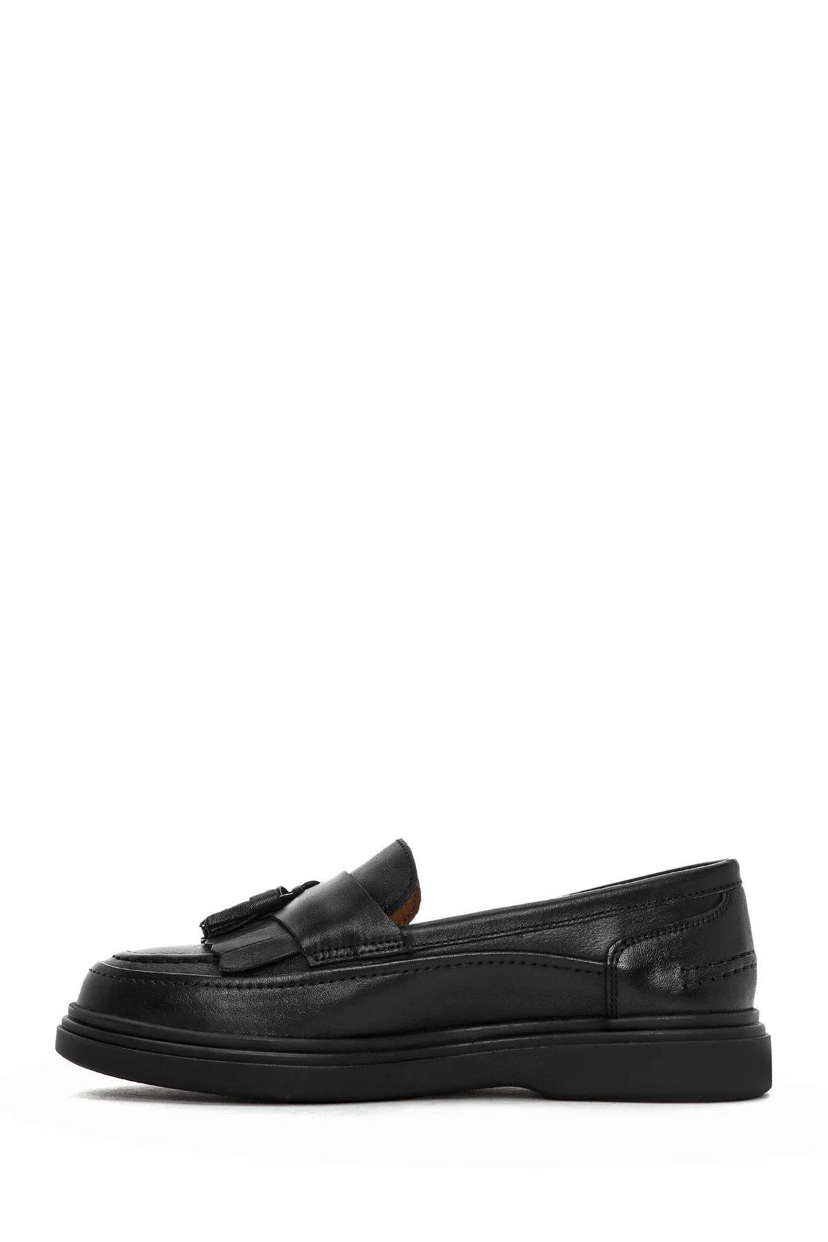 Kadın Siyah Püsküllü Deri Loafer - Image 2