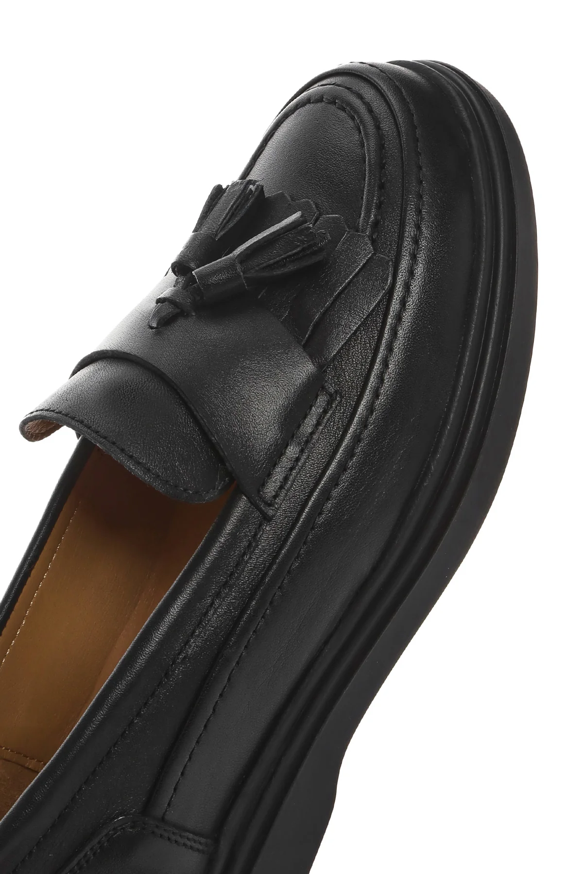 Kadın Siyah Püsküllü Deri Loafer - Image 11