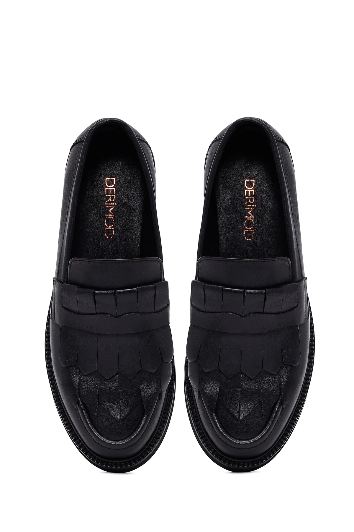 Kadın Siyah Püsküllü Deri Maskülen Loafer - Image 7