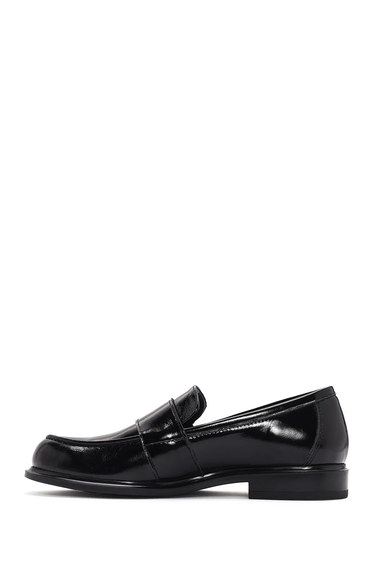 Kadın Siyah Rugan Deri Maskülen Loafer - Image 2