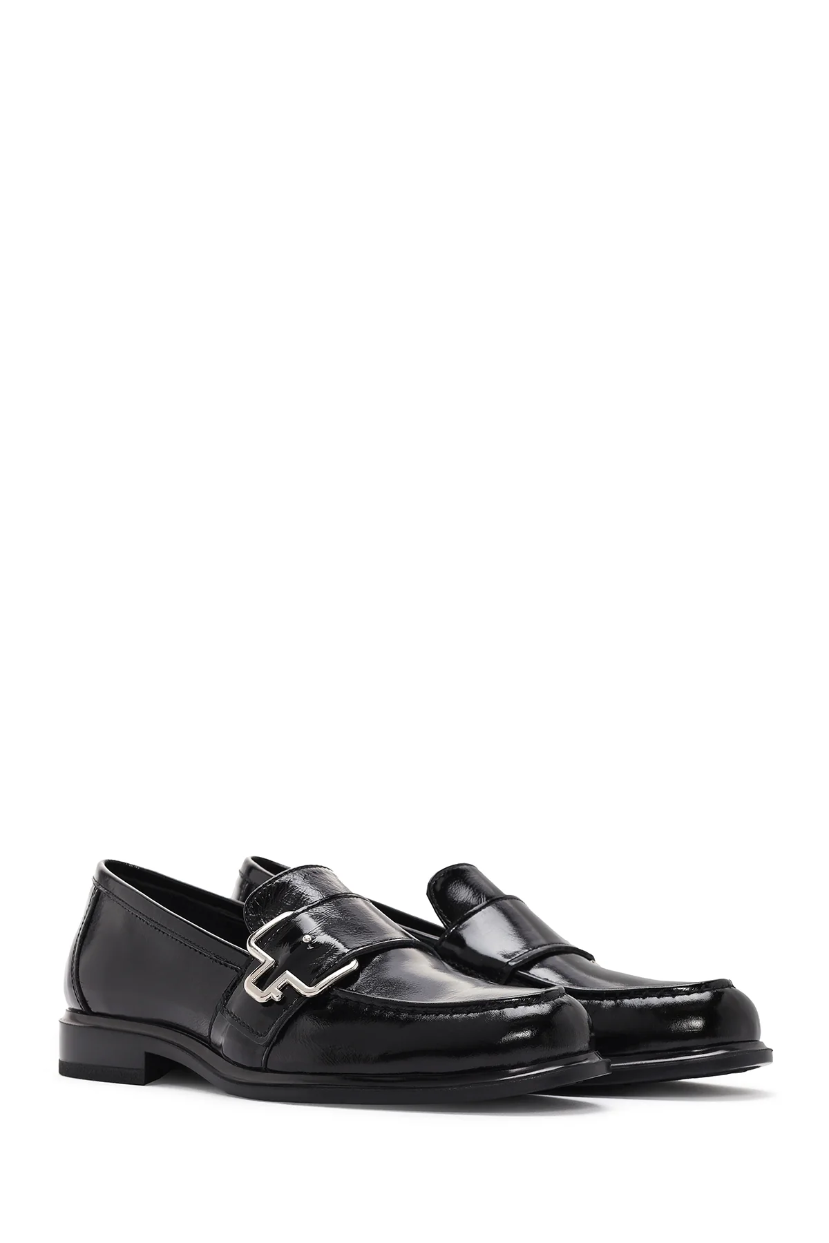 Kadın Siyah Rugan Deri Maskülen Loafer - Image 3