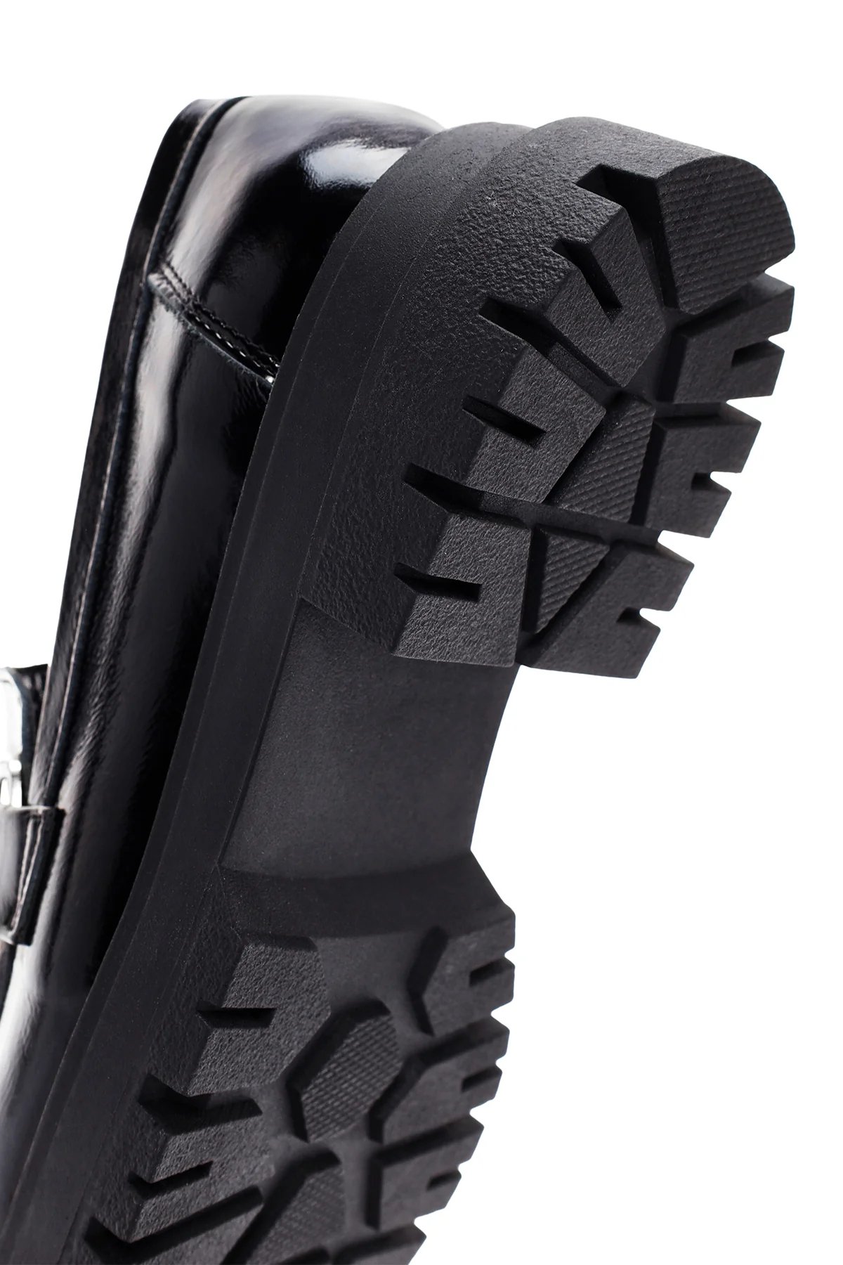 Kadın Siyah Rugan Deri Maskülen Loafer - Image 8