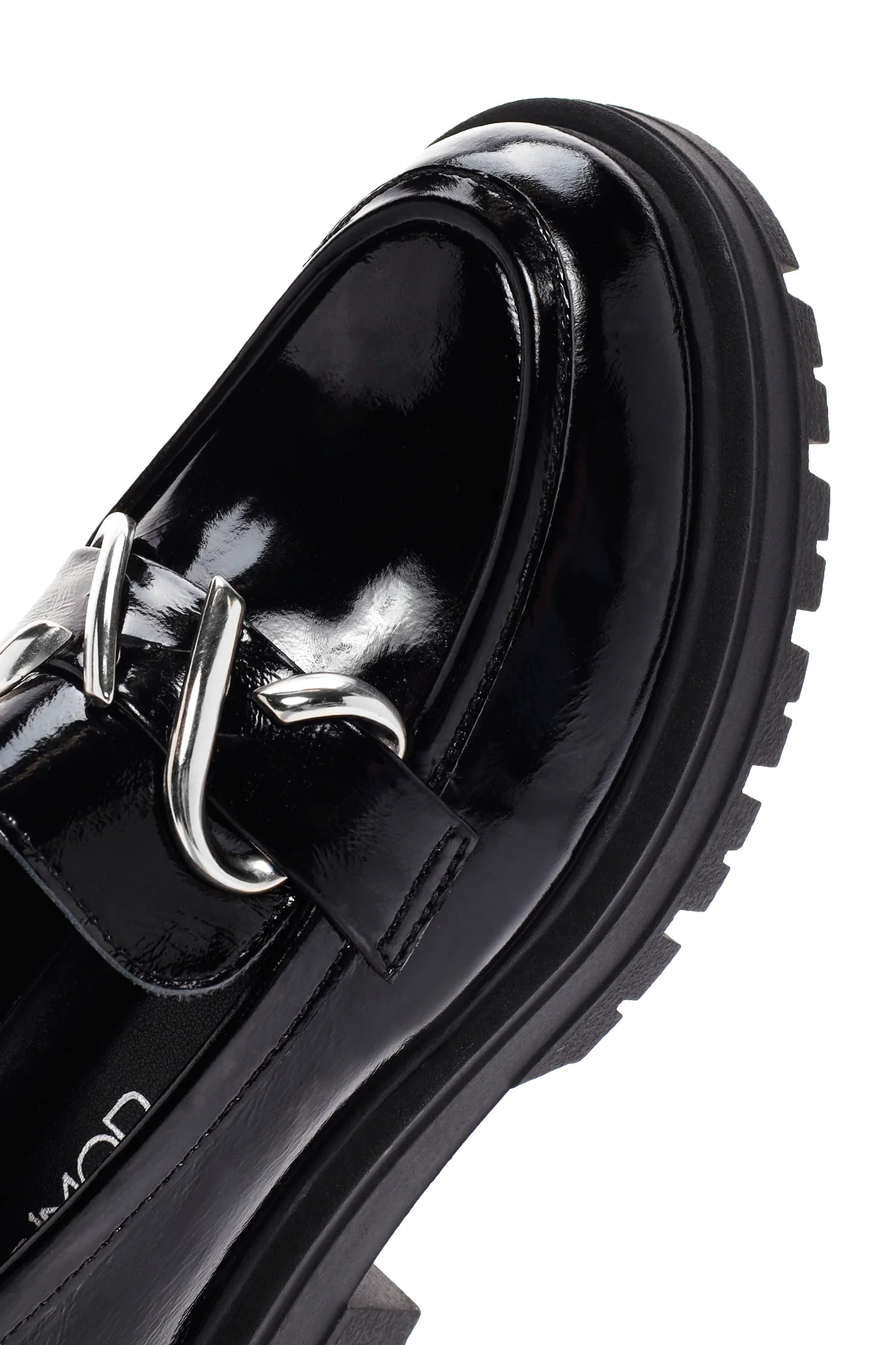 Kadın Siyah Rugan Deri Maskülen Loafer - Image 9