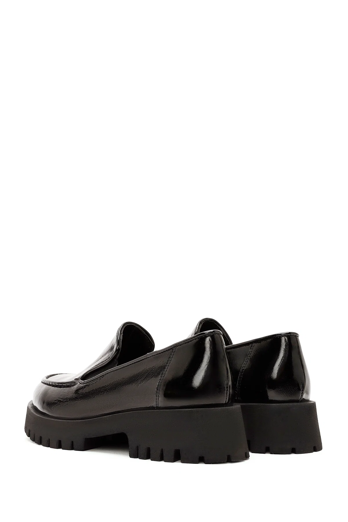 Kadın Siyah Rugan Deri Maskülen Loafer - Image 5
