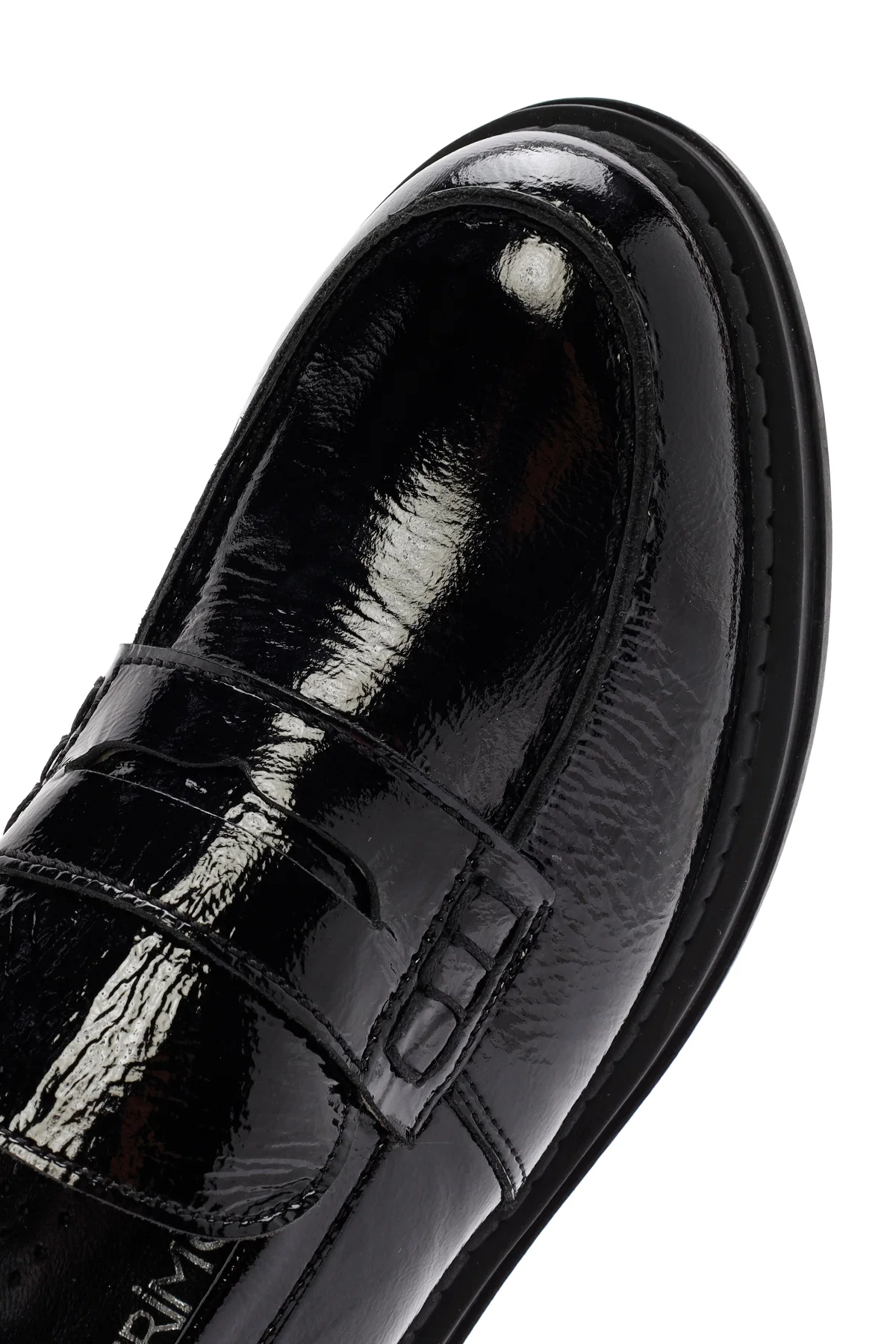 Kadın Siyah Rugan Deri Maskülen Loafer - Image 10