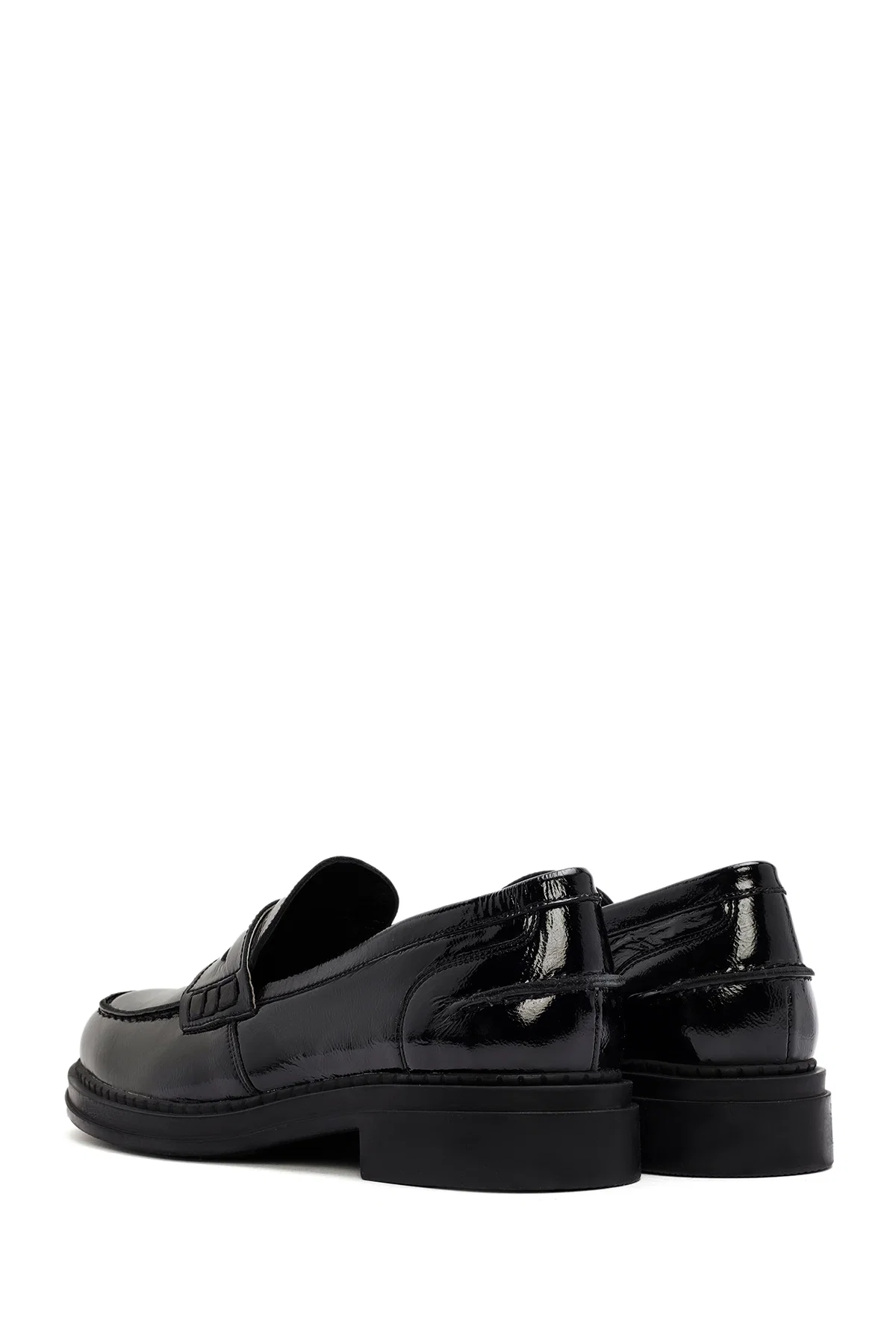 Kadın Siyah Rugan Deri Maskülen Loafer - Image 5