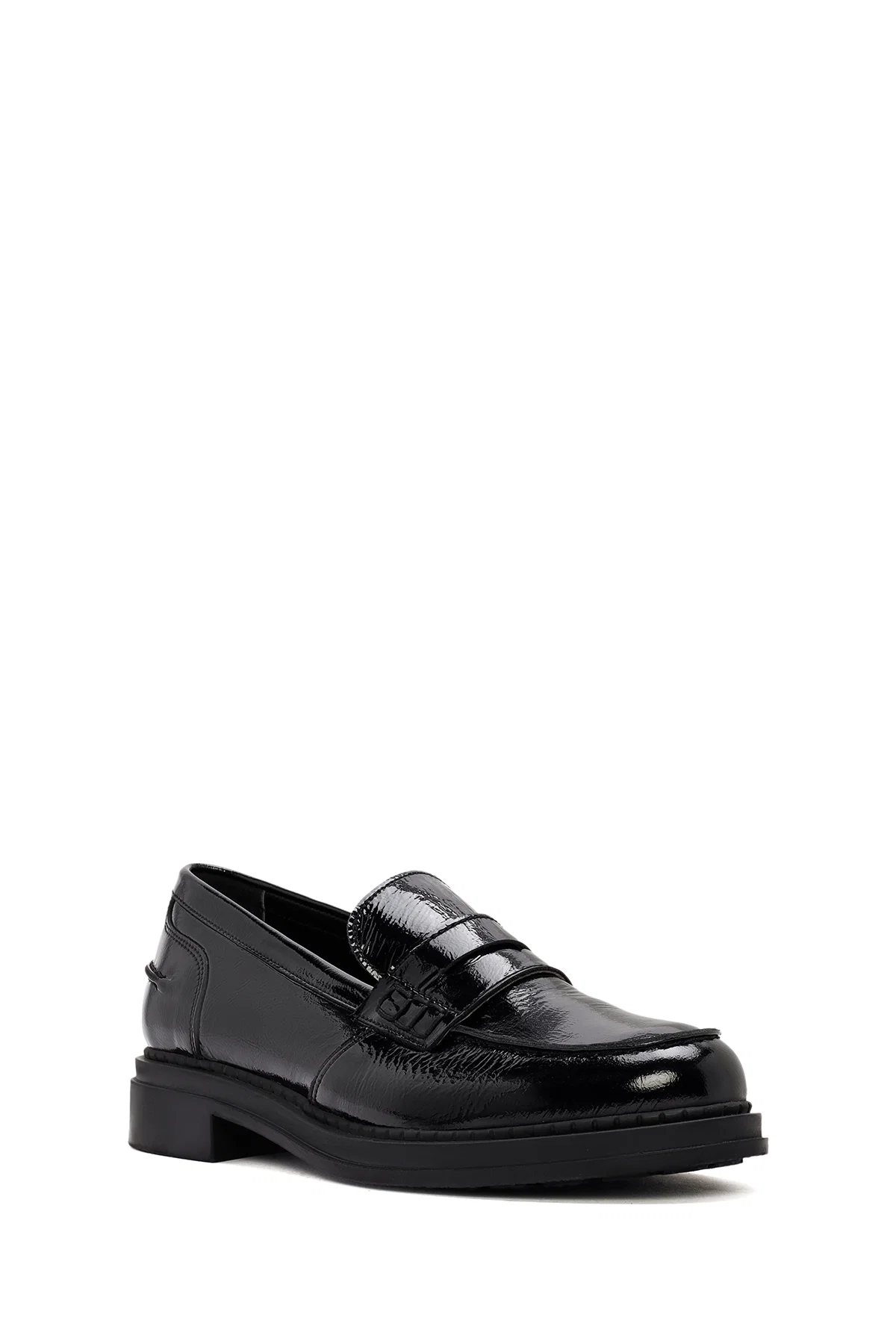 Kadın Siyah Rugan Deri Maskülen Loafer - Image 6