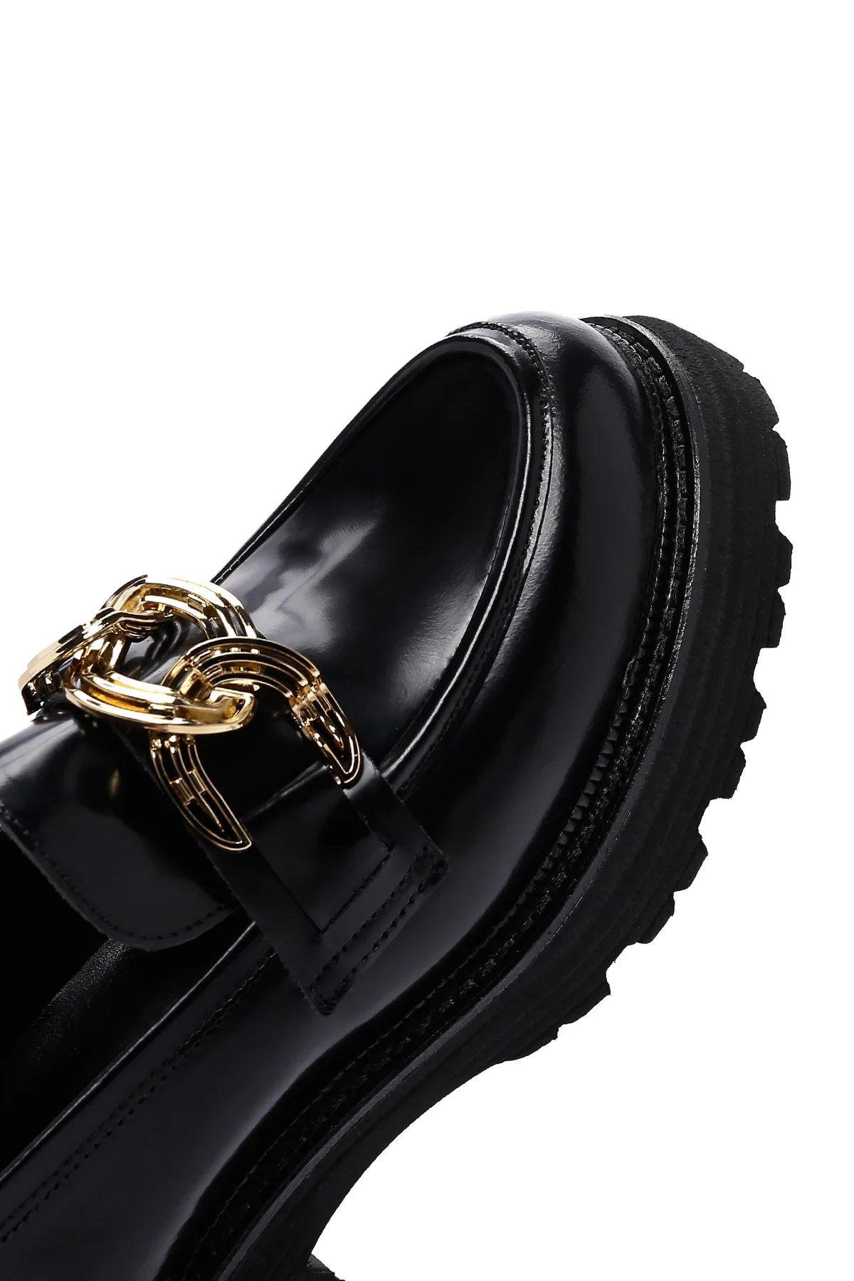 Kadın Siyah Rugan Deri Tokalı Casual Loafer - Image 9