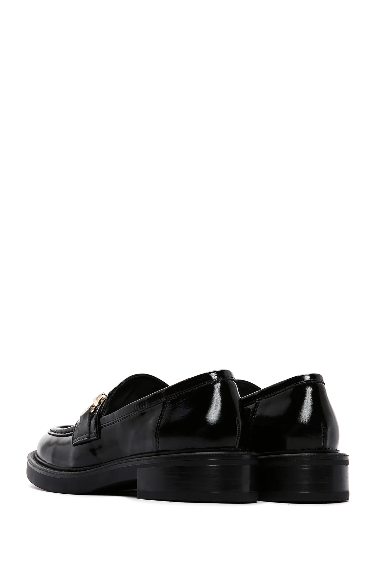 Kadın Siyah Rugan Deri Tokalı Klasik Loafer - Image 5