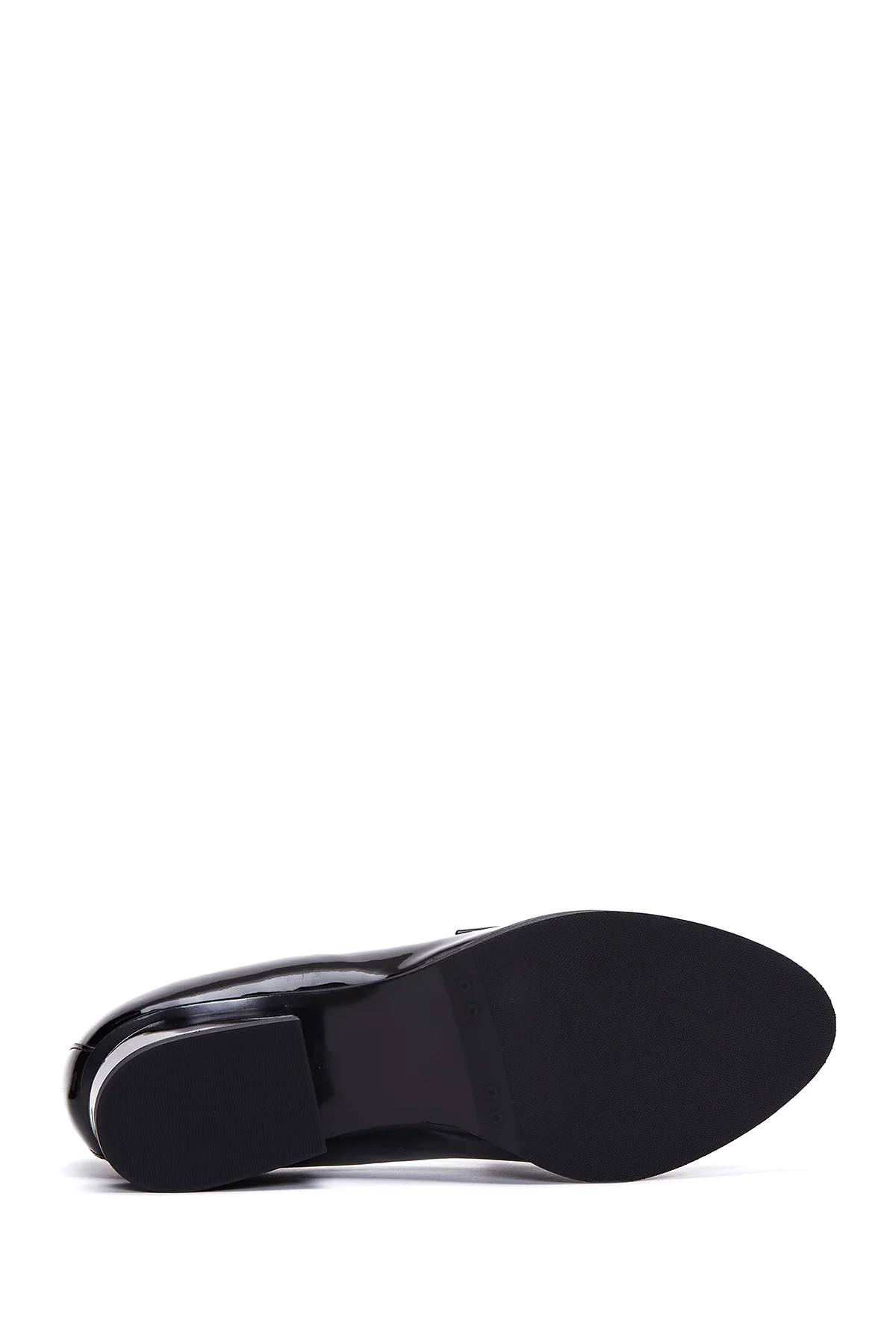 Kadın Siyah Rugan Topuklu Loafer - Image 4