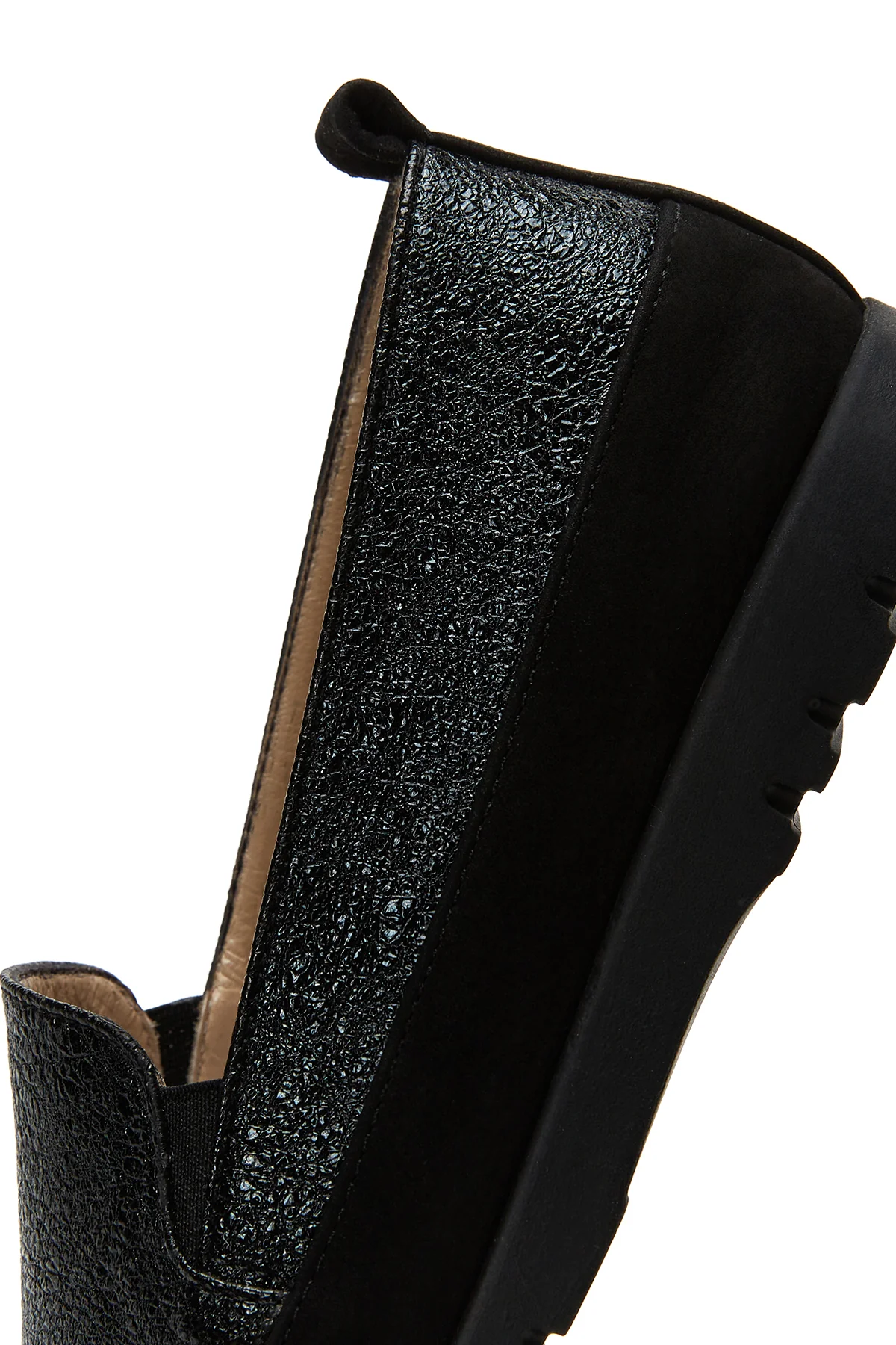 Kadın Siyah Simli Deri Comfort Loafer - Image 7