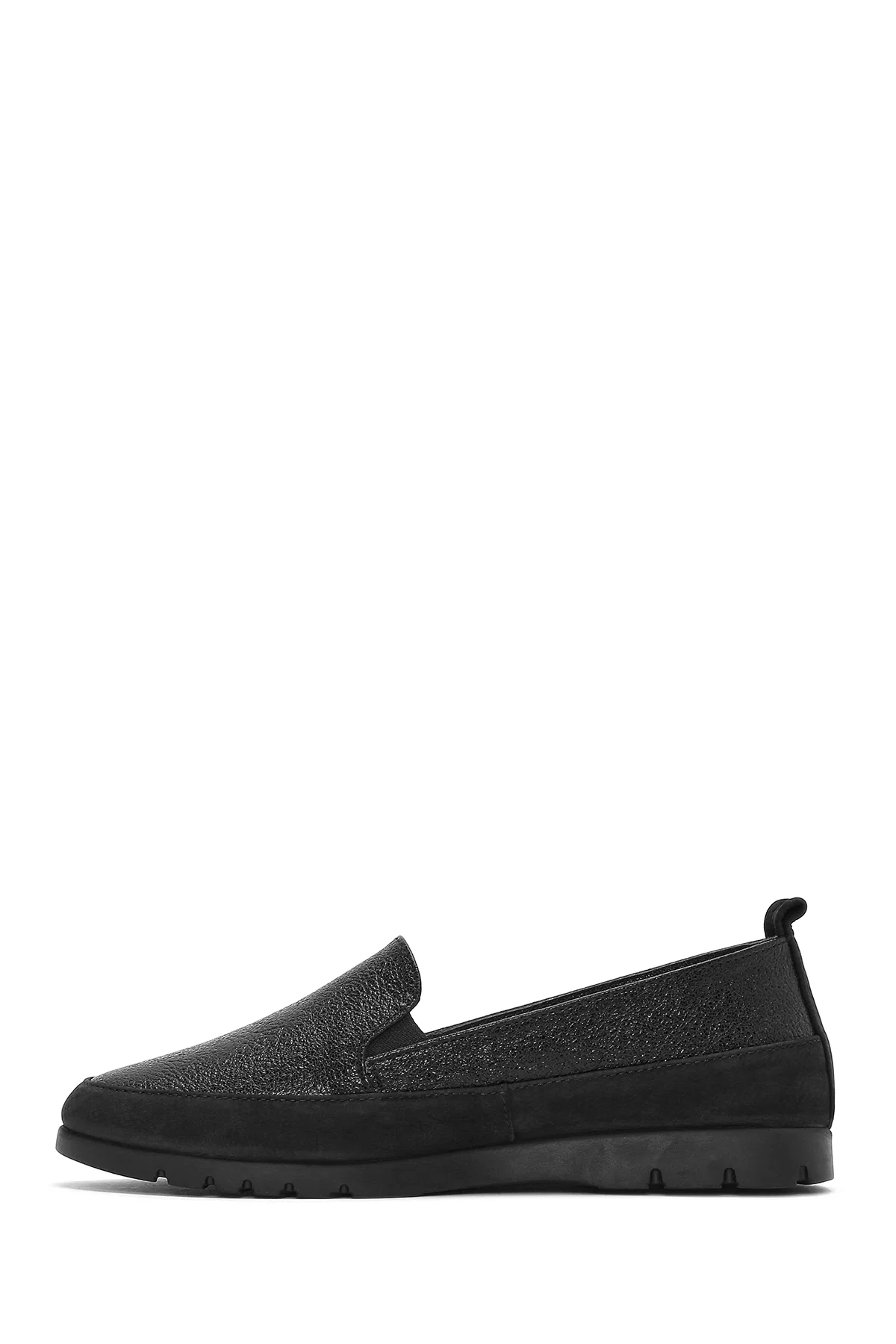 Kadın Siyah Simli Deri Comfort Loafer - Image 2