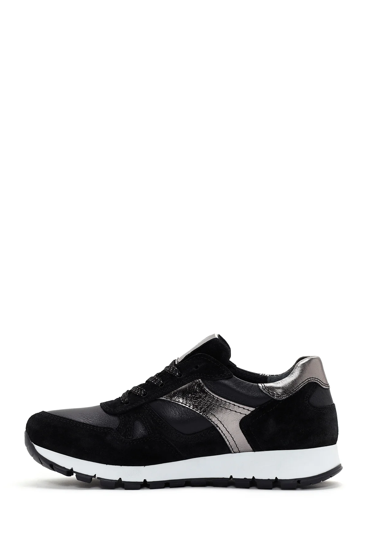 Kadın Siyah Süet Deri Detaylı Sneaker - Image 2