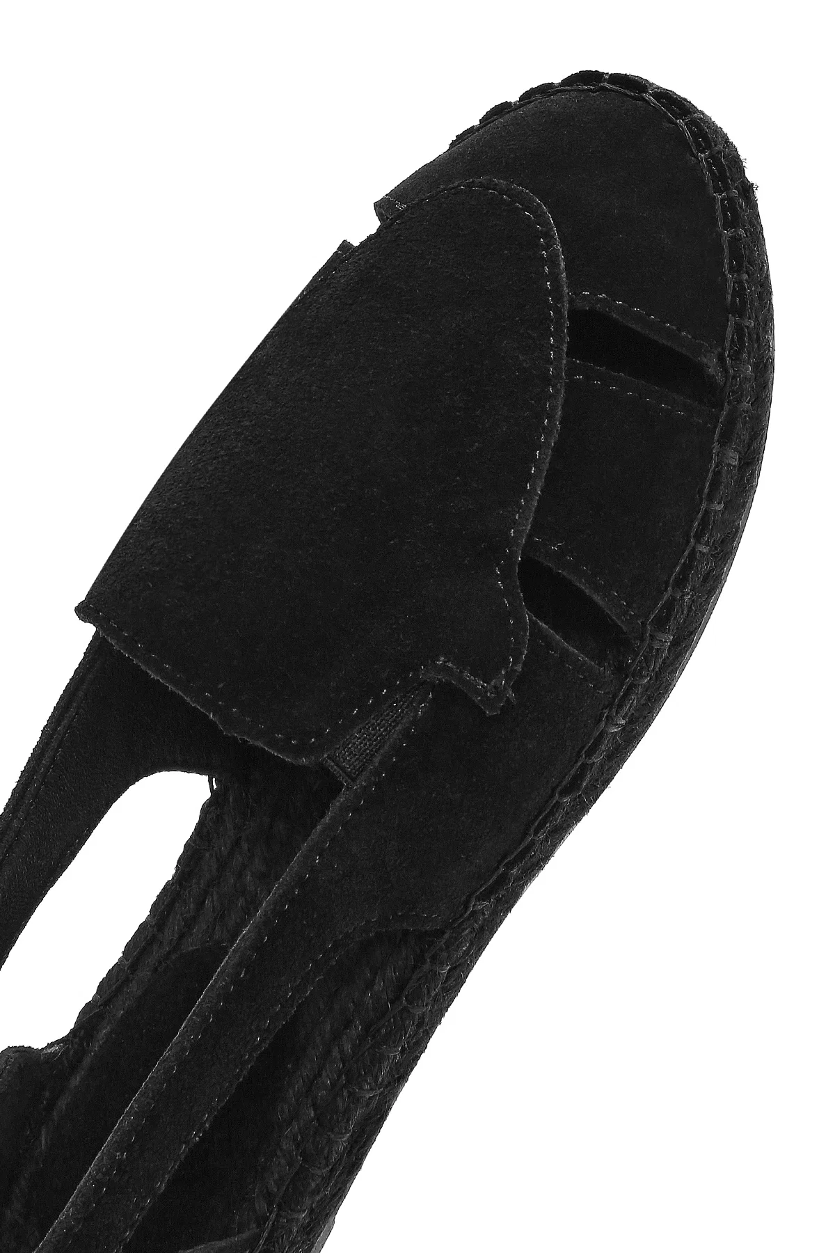 Kadın Siyah Süet Deri Espadril Sandalet - Image 10