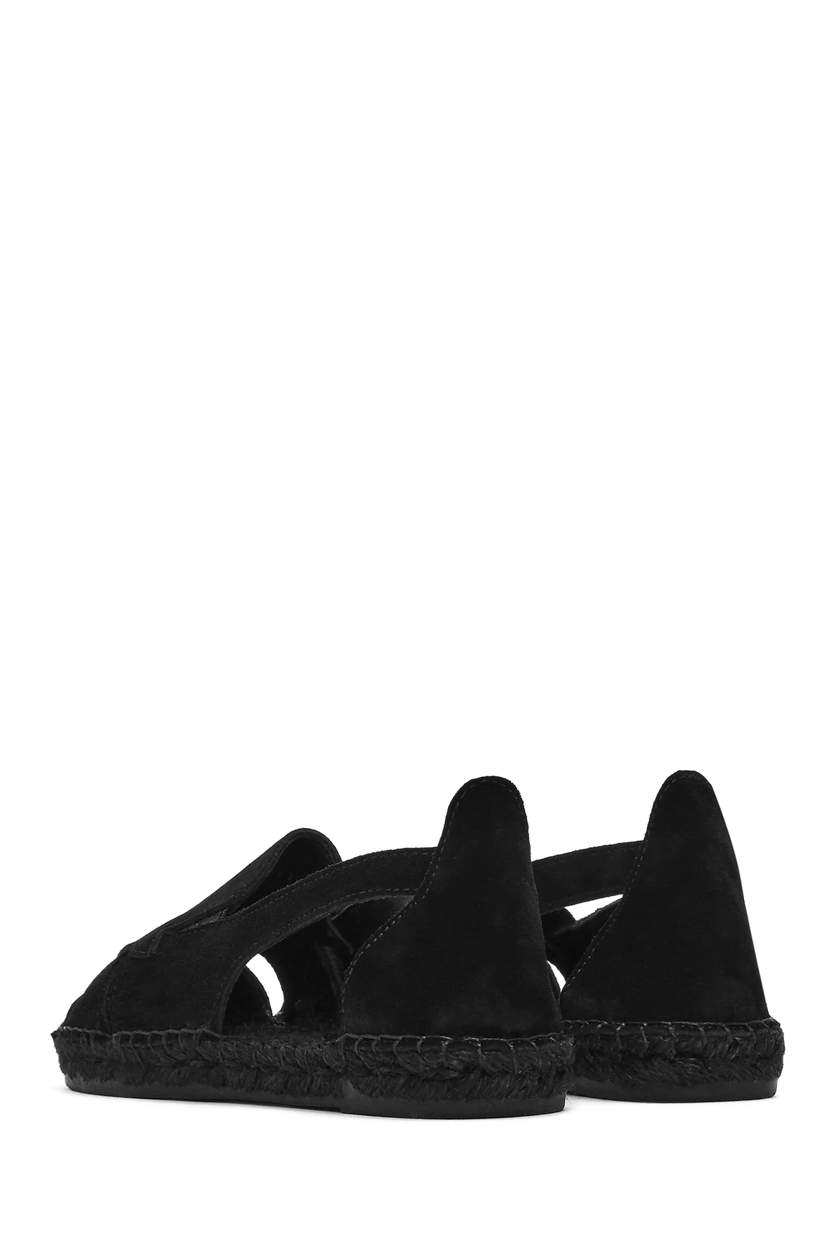Kadın Siyah Süet Deri Espadril Sandalet - Image 6