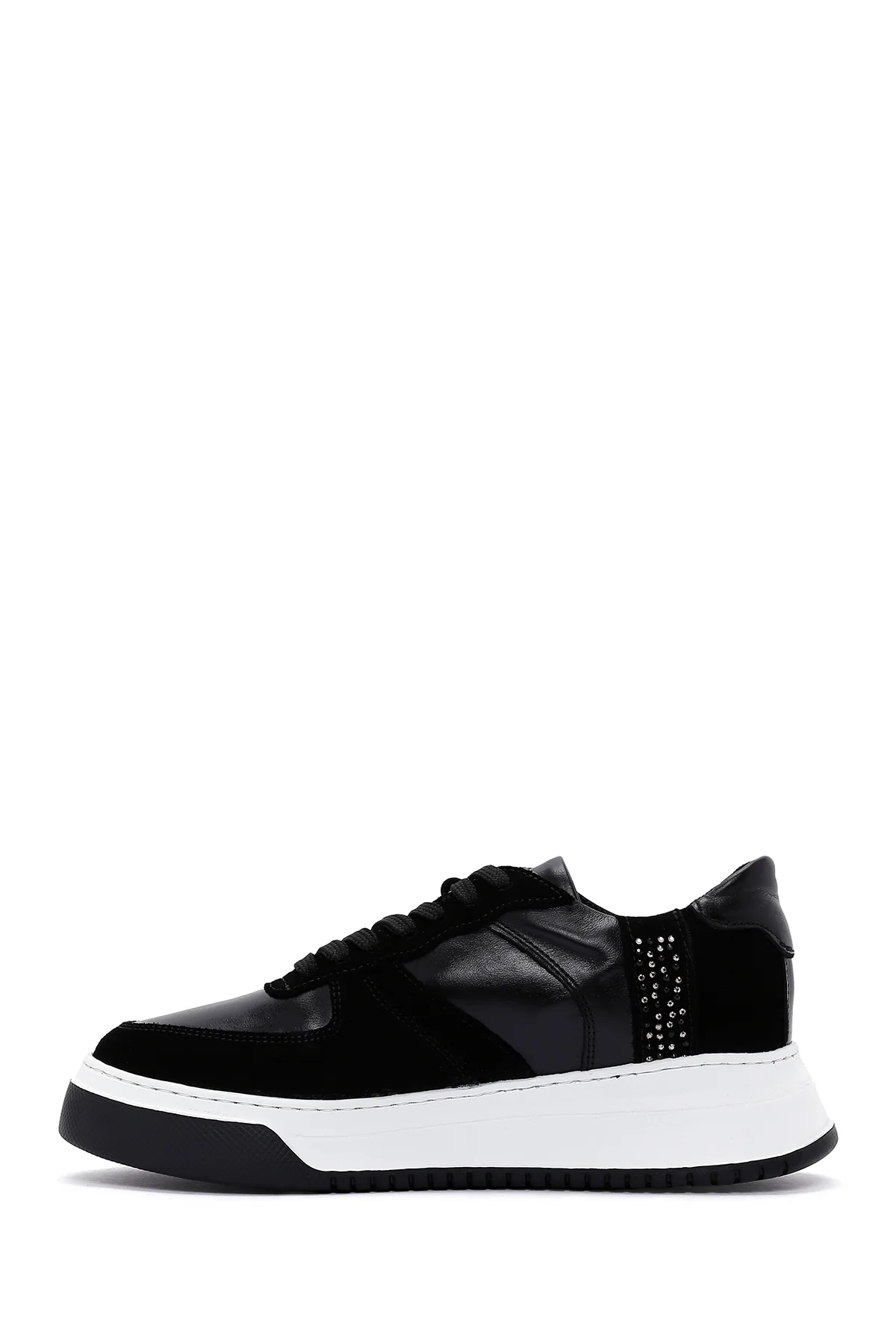 Kadın Siyah Süet Deri Sneaker - Image 2