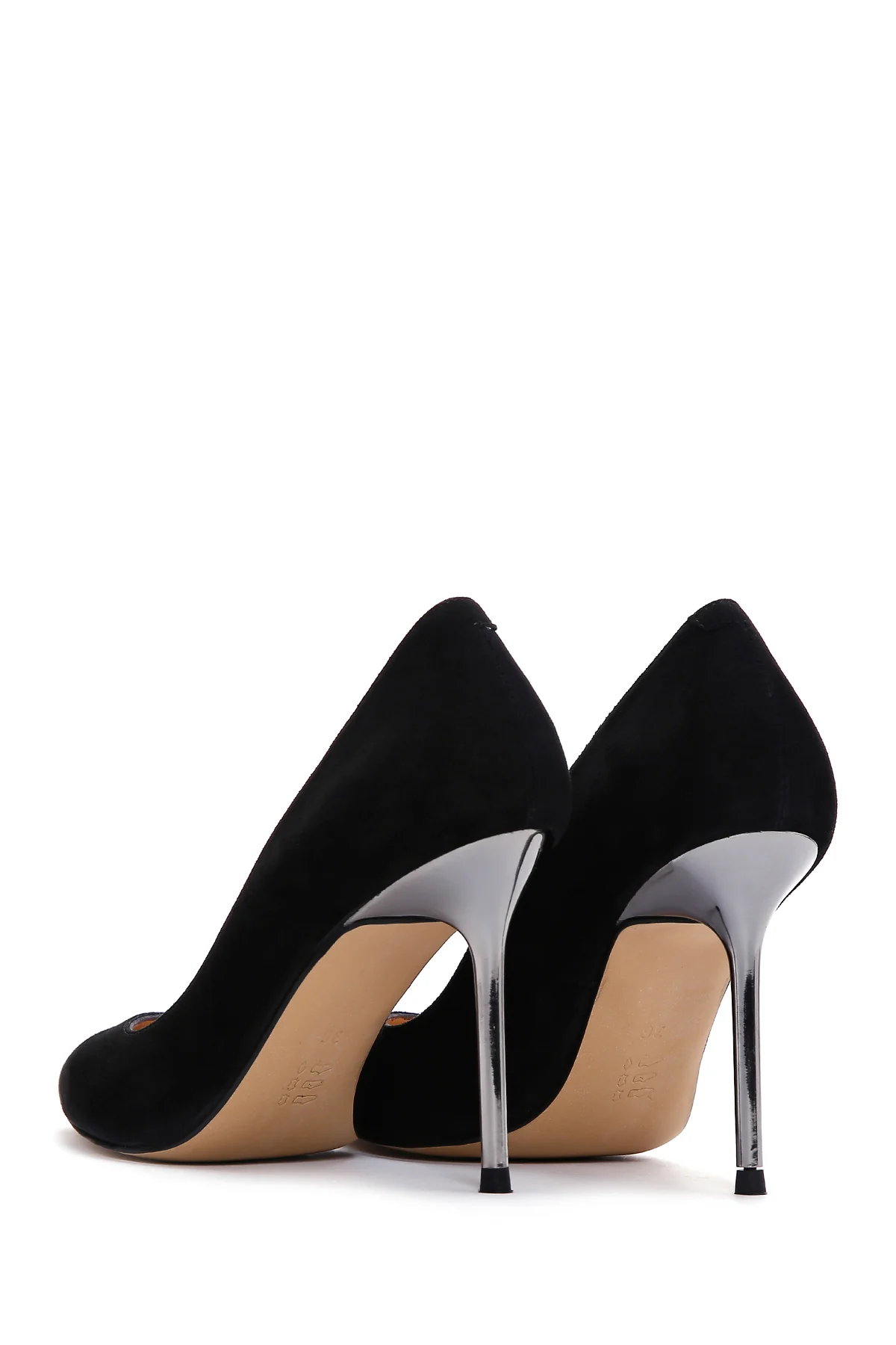 Kadın Siyah Süet Deri Stiletto - Image 6