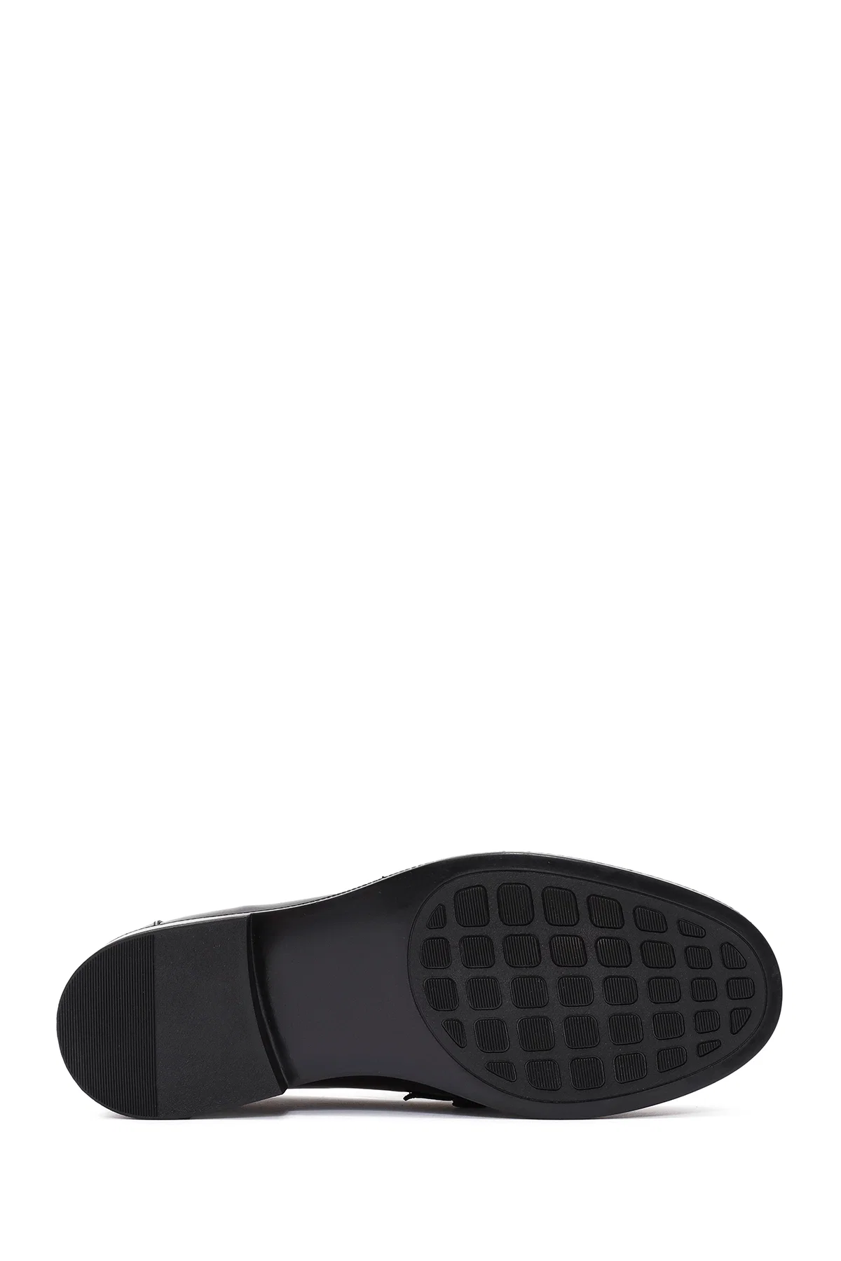 Kadın Siyah Taş Detaylı Deri Maskülen Loafer - Image 4