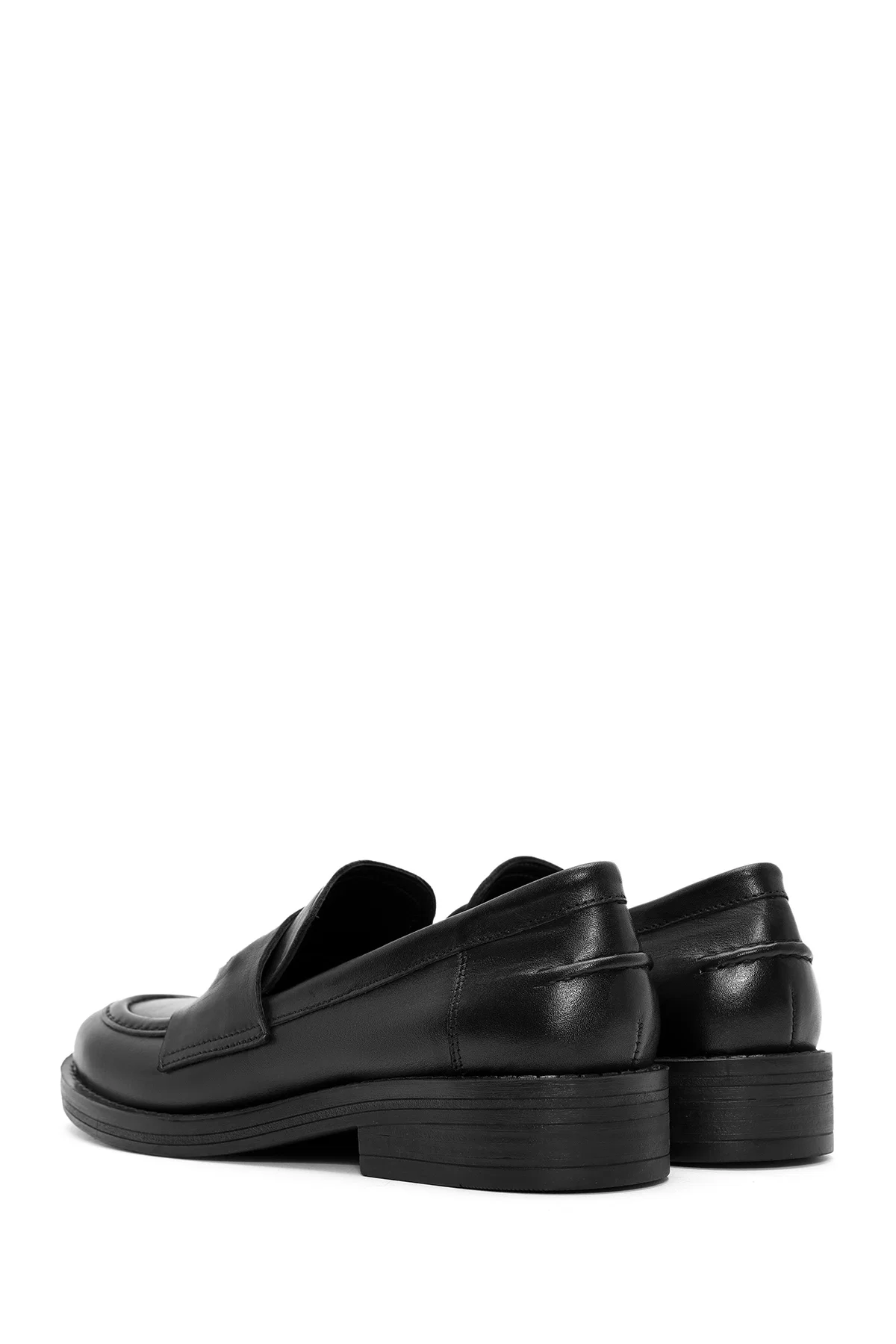 Kadın Siyah Taş Detaylı Deri Maskülen Loafer - Image 5