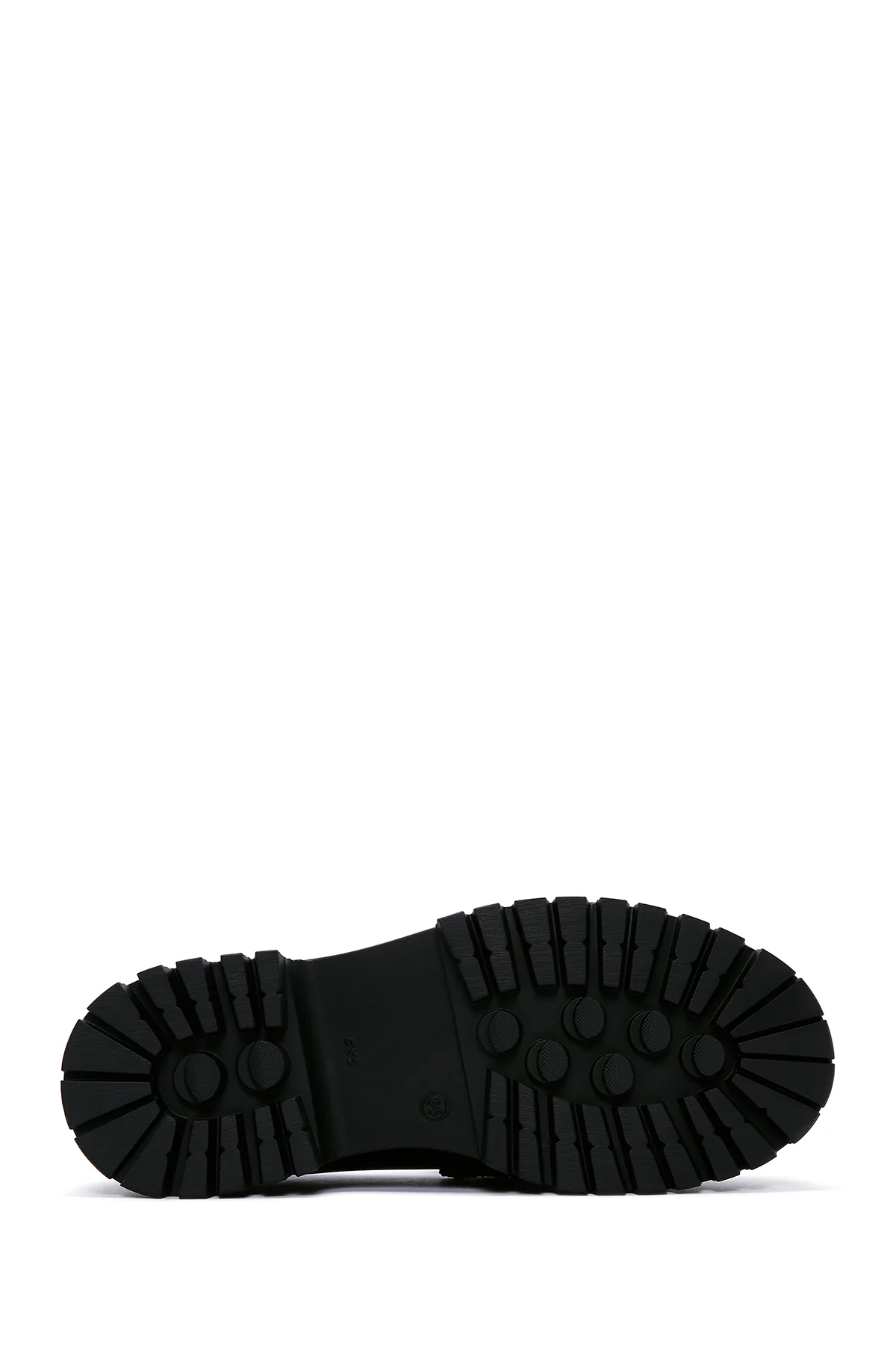 Kadın Siyah Taş Detaylı Yüksek Taban Deri Maskülen Loafer - Image 5